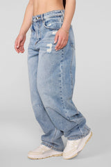 W2182 - Studio Edit Barrel Jeans - Light Acid Wash