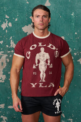 4009 - Golds Gym Ringer Tees - Burgundy