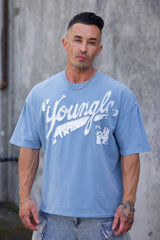 4182 - Distressed Script Tees - Blue Wash