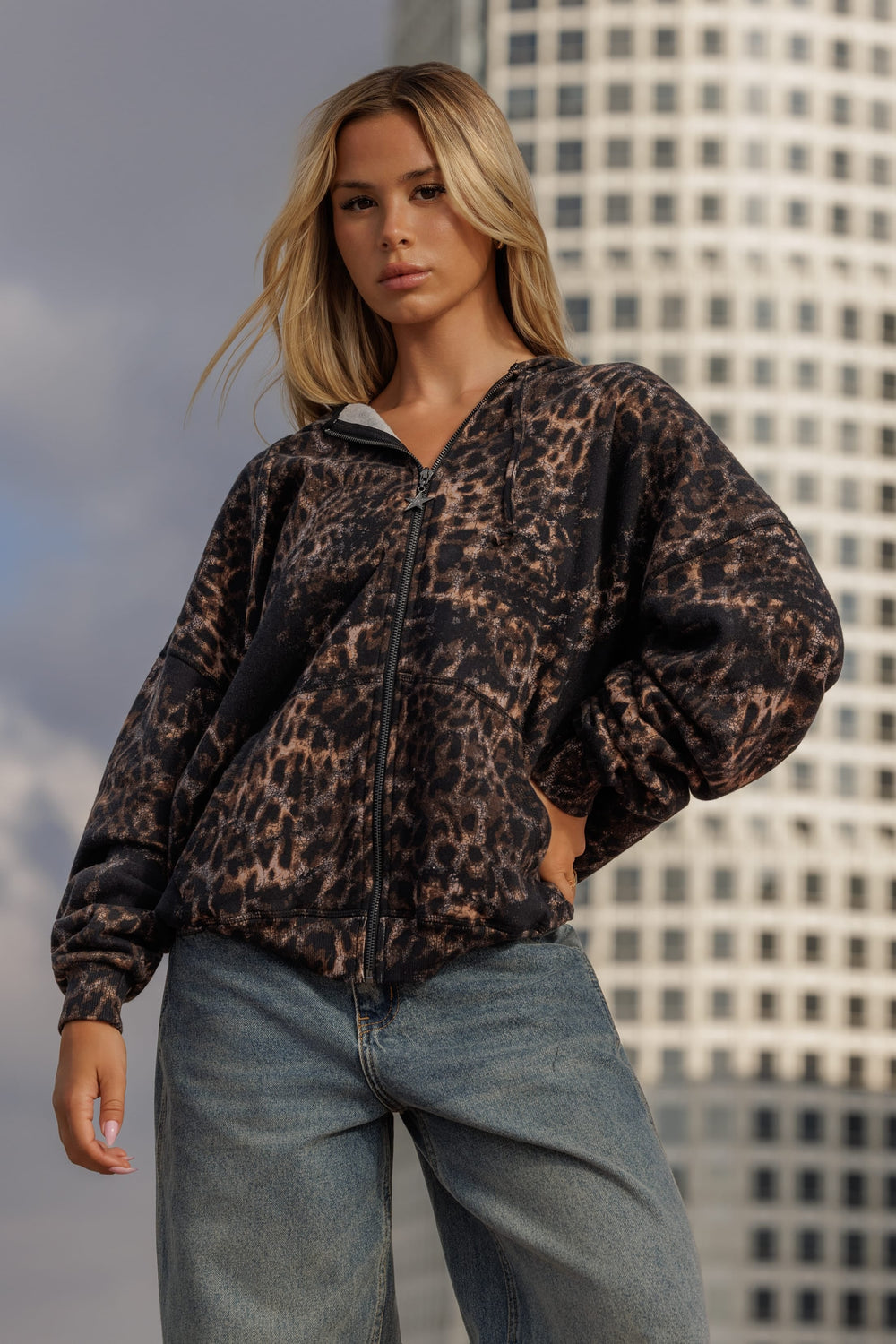 W533 Flashback Zip Hoodie - Leopard