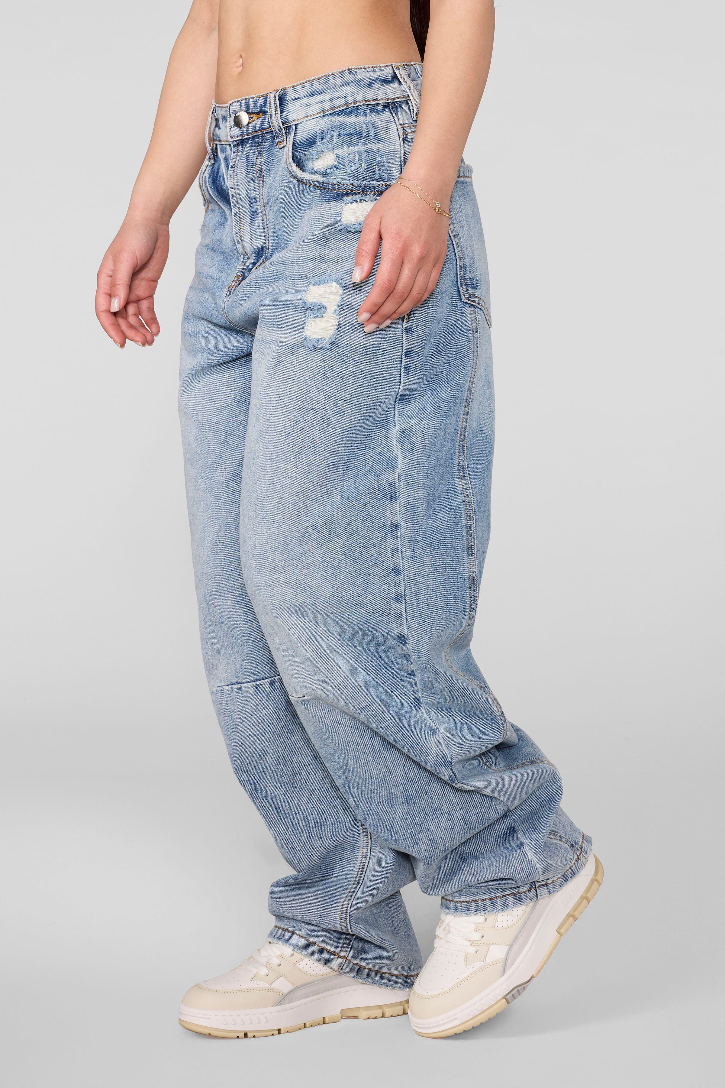 W2182 - Studio Edit Barrel Jeans - Light Acid Wash