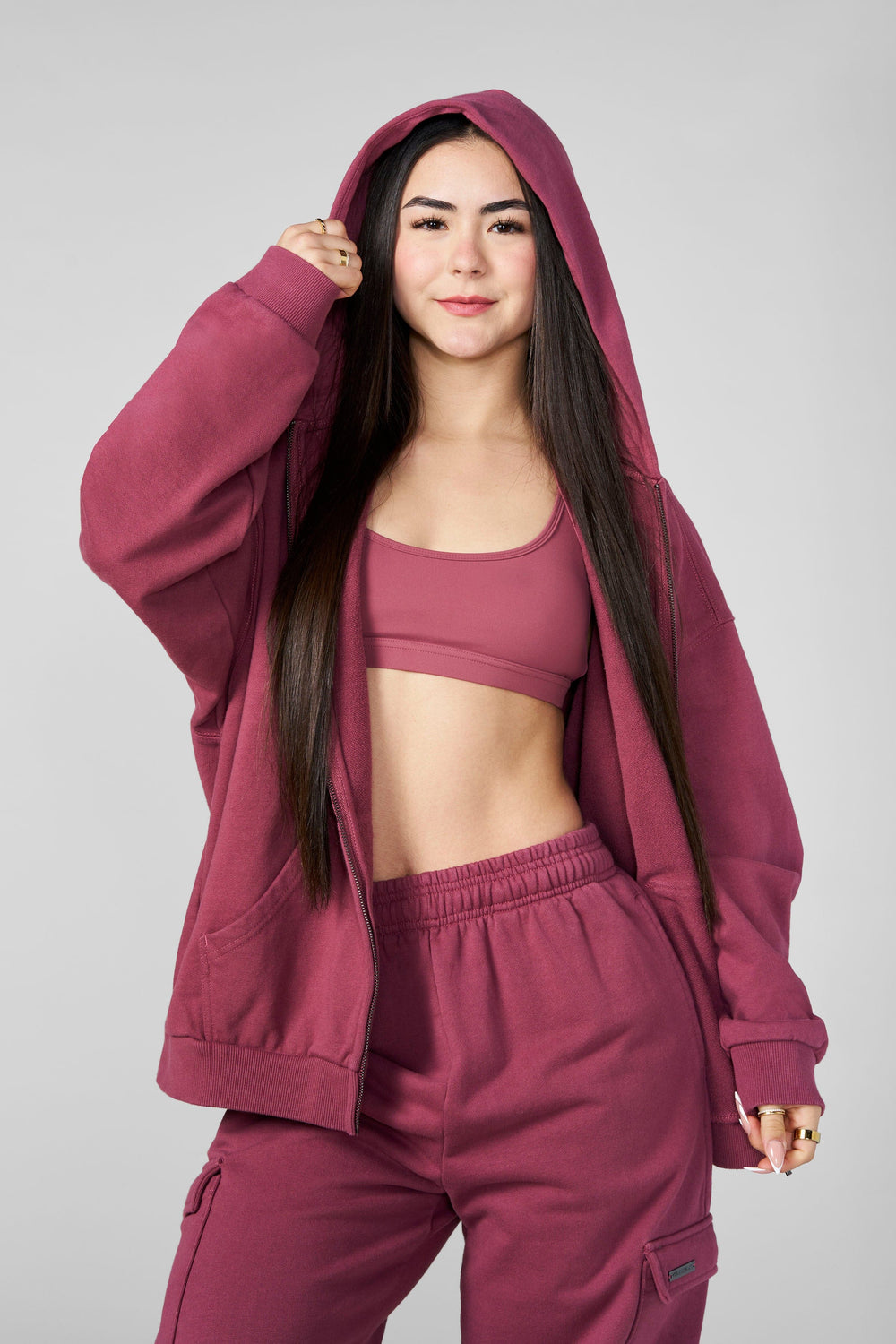 W5215 - Kove Zip Hoodie - Rose Pink