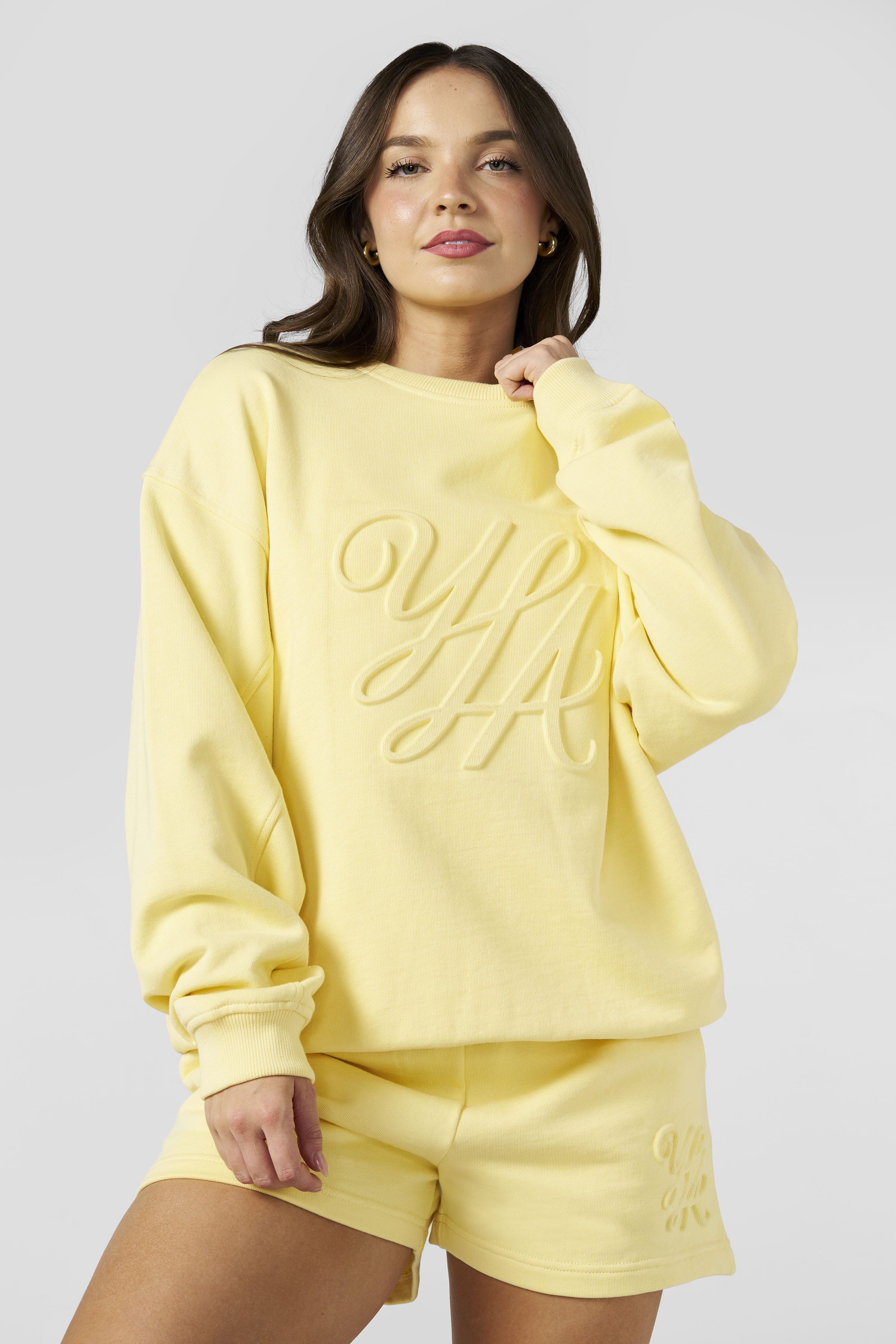 W5129 - Emblem Embossed Crewneck - Yellow