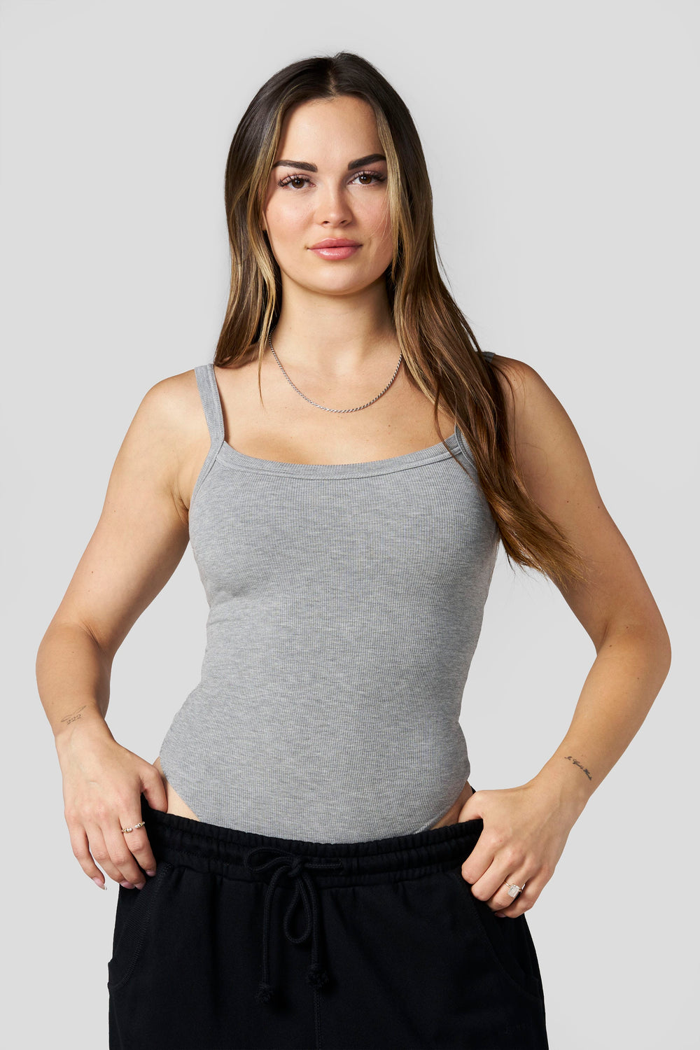 W4208 Ribbed Bodysuit - Heather Grey