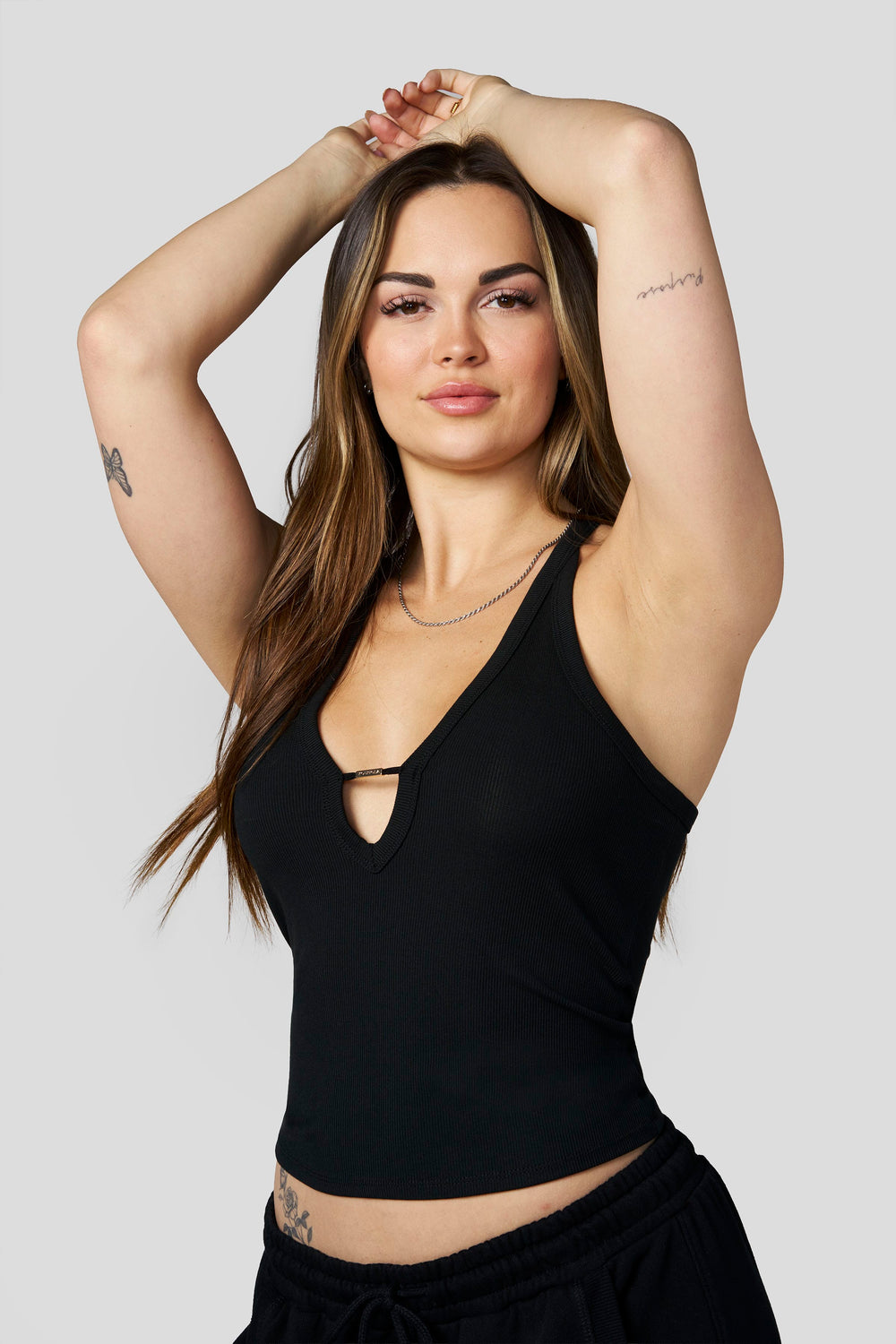 W4298 Ribbed Plunge Tank - Black