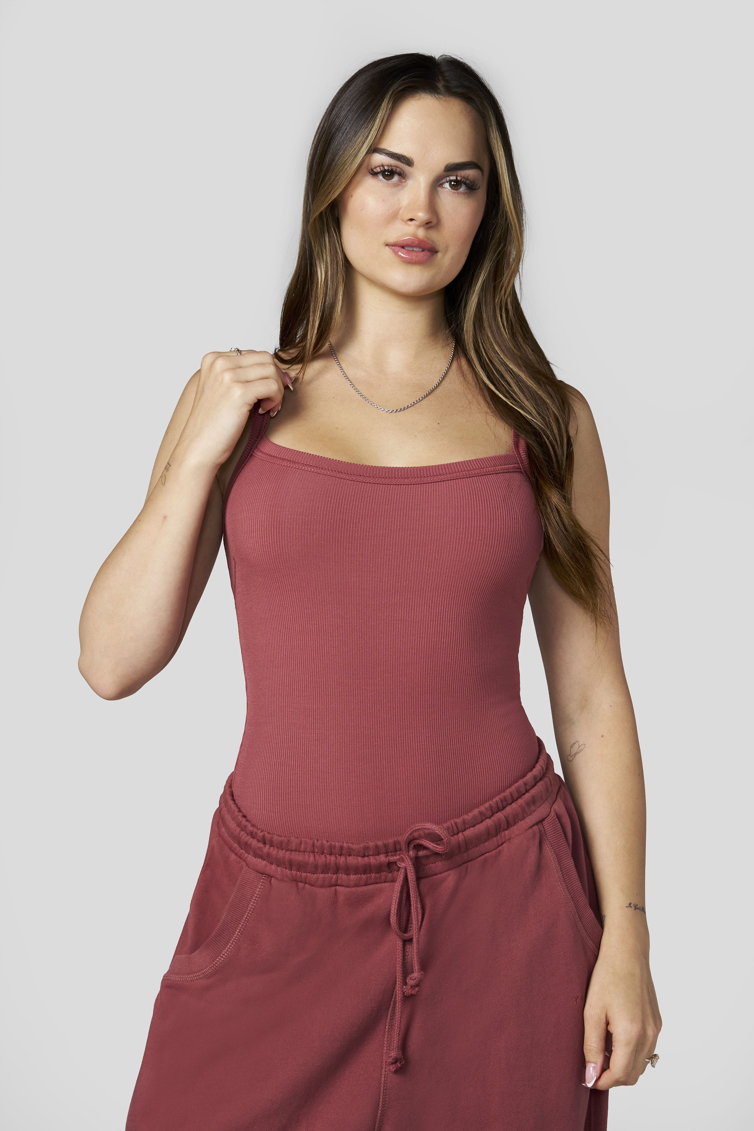 W4208 Ribbed Bodysuit - Rosewood