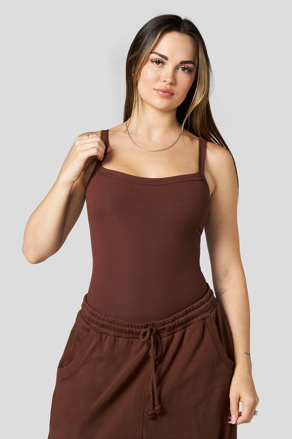 W4208 Ribbed Bodysuit - Brown