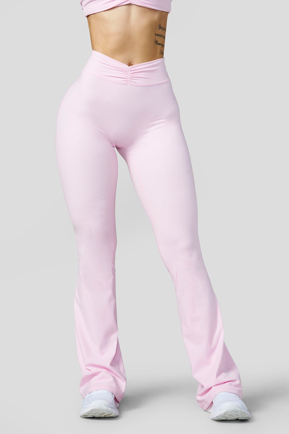 W2229 Buttersoft Scrunch Band Flare Leggings (reg) - Light Pink