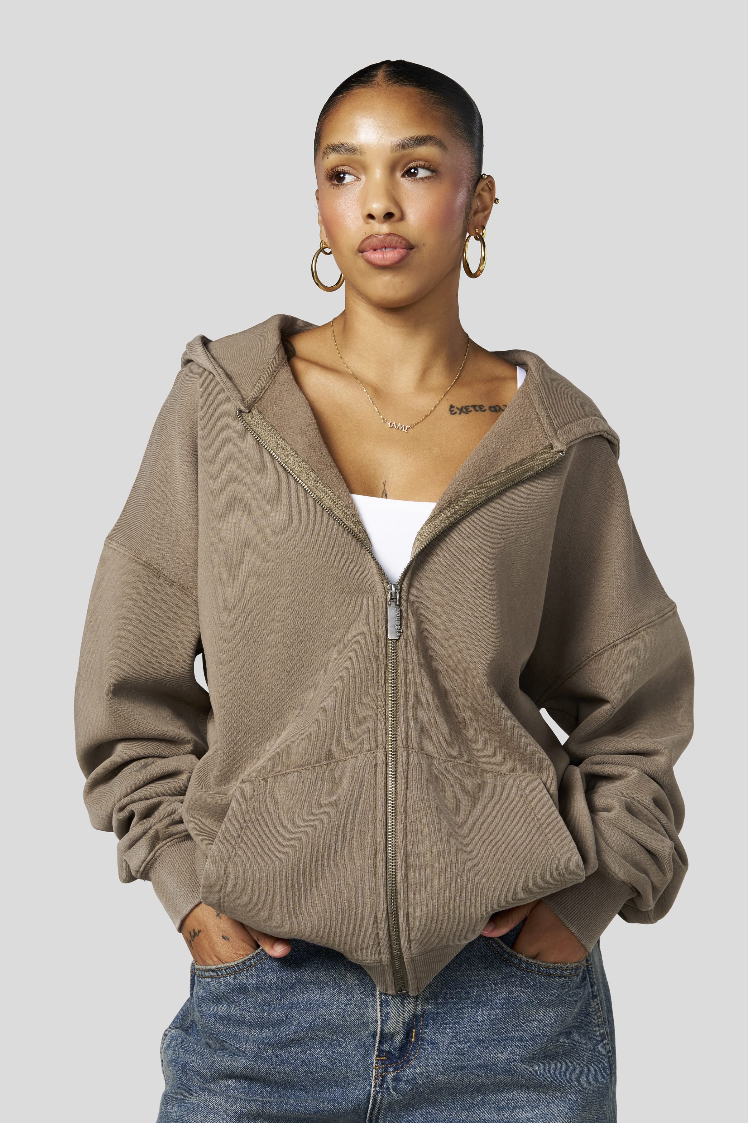W554 Balance Zip Hoodie - Deep Taupe