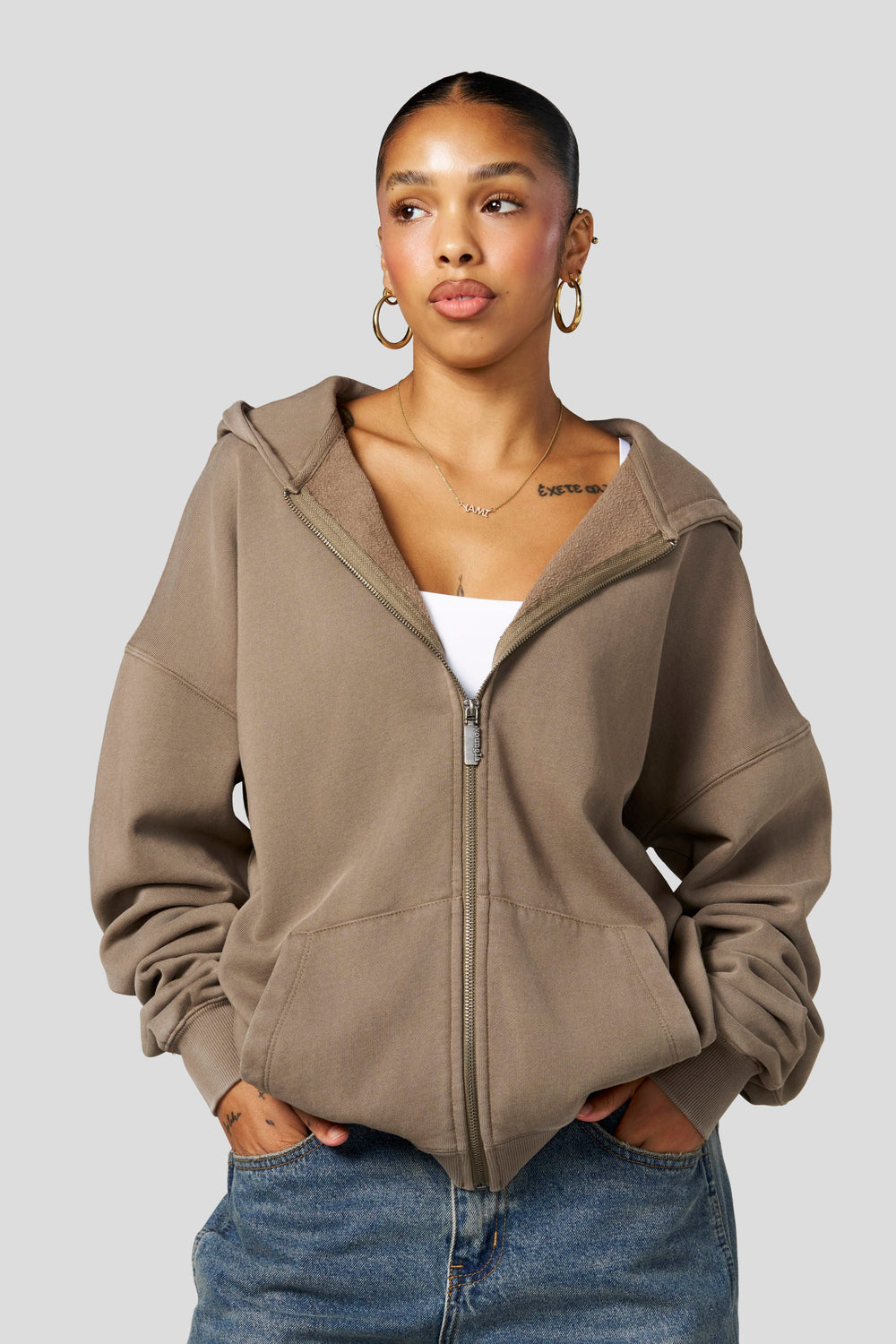 W554 Balance Zip Hoodie - Deep Taupe