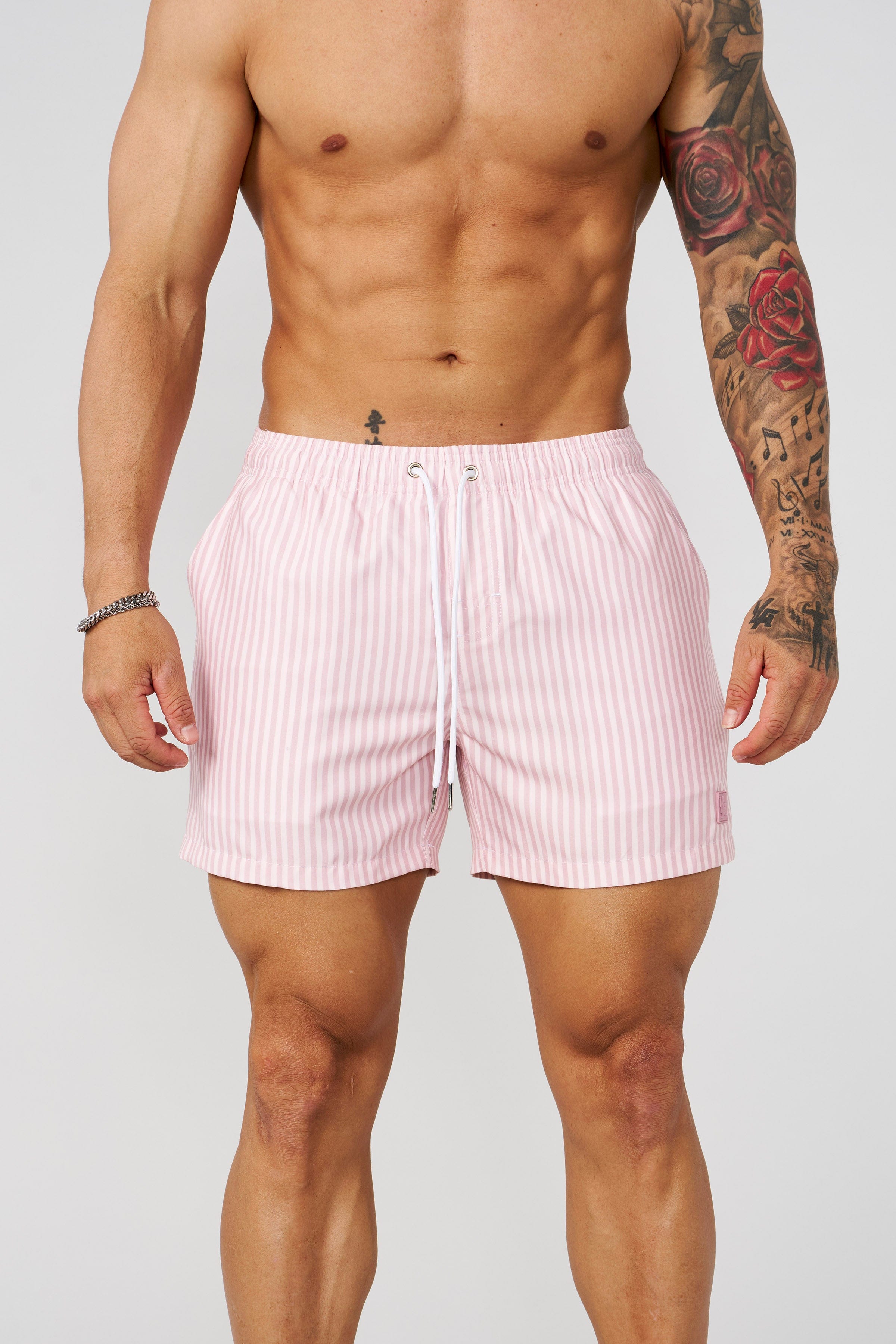 1056 - Striped Swim Shorts - Mauve