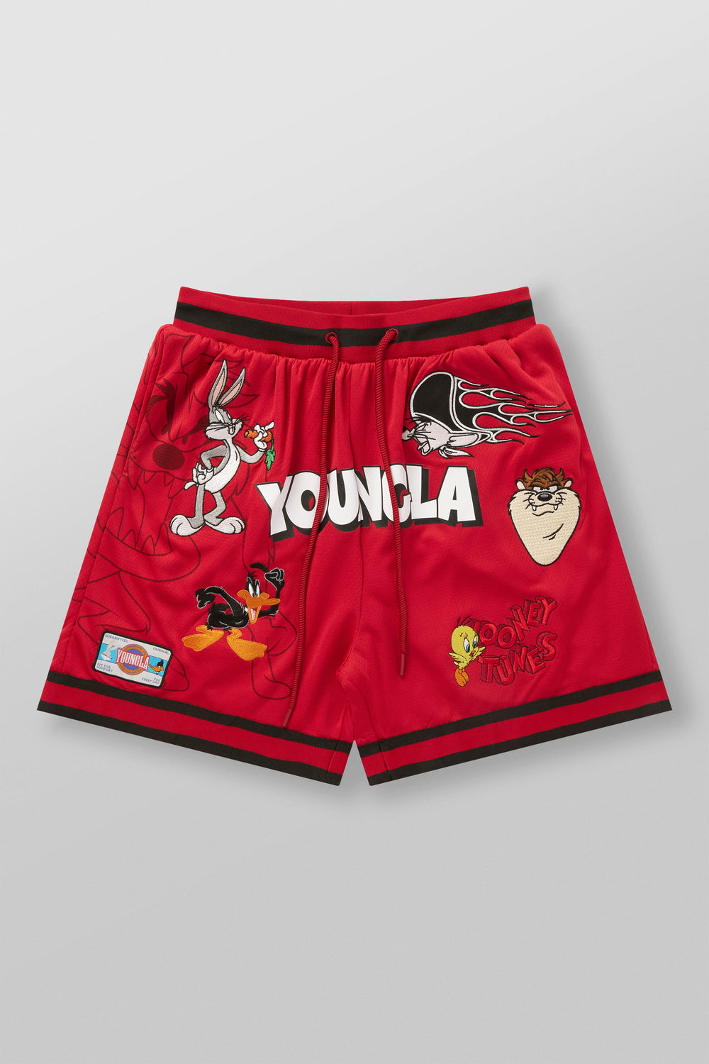 1071 - Looney Tunes Embroidered Patch Shorts - Red