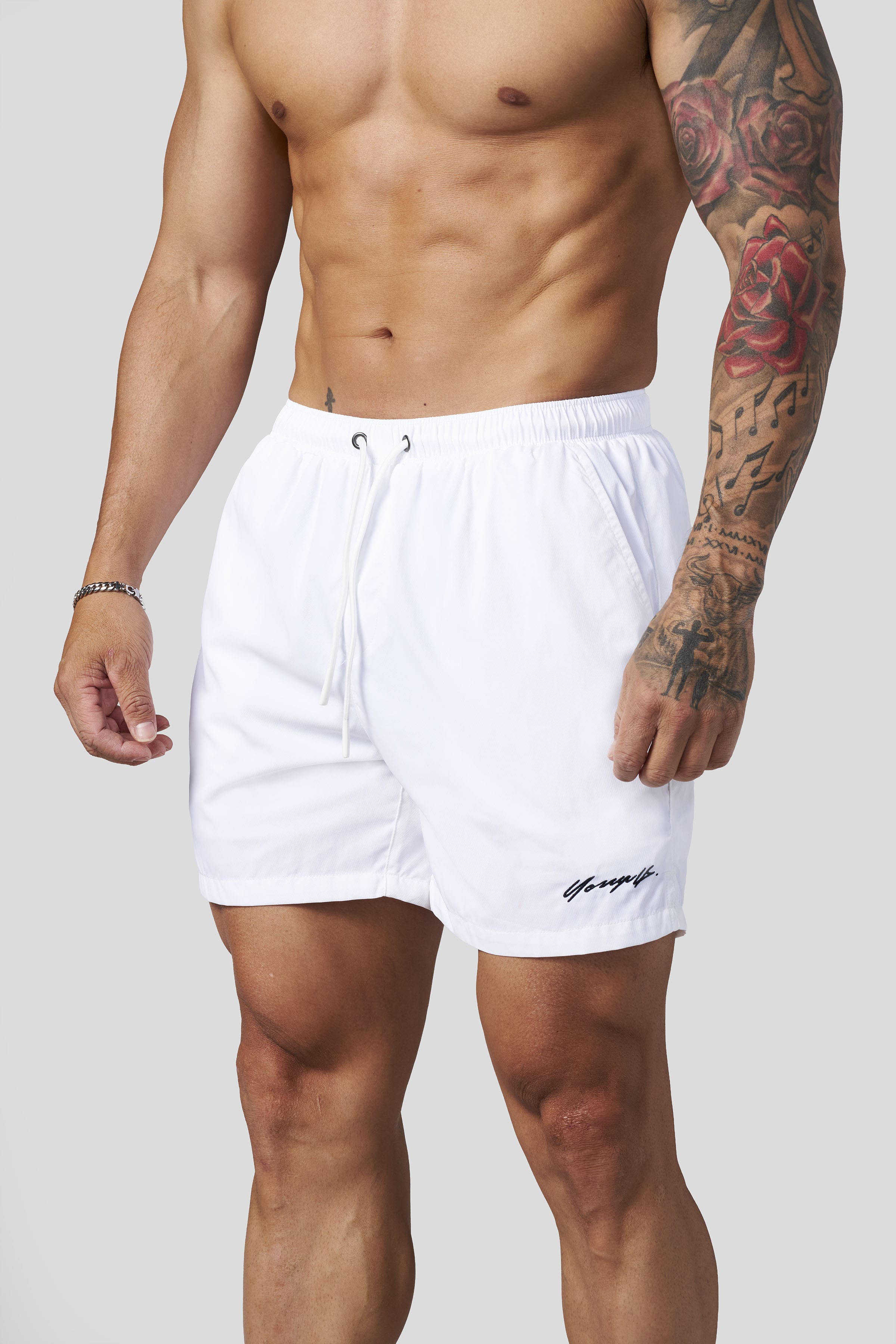 1082 - Silk Wave Swim Shorts - White