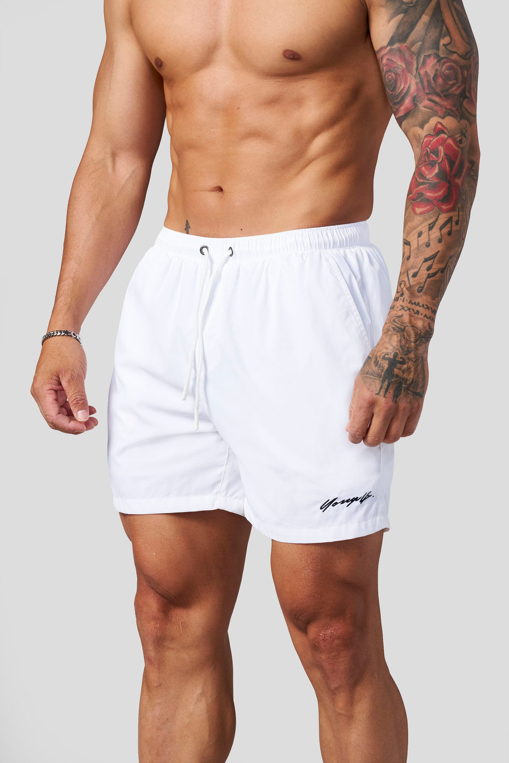1082 - Silk Wave Swim Shorts - White