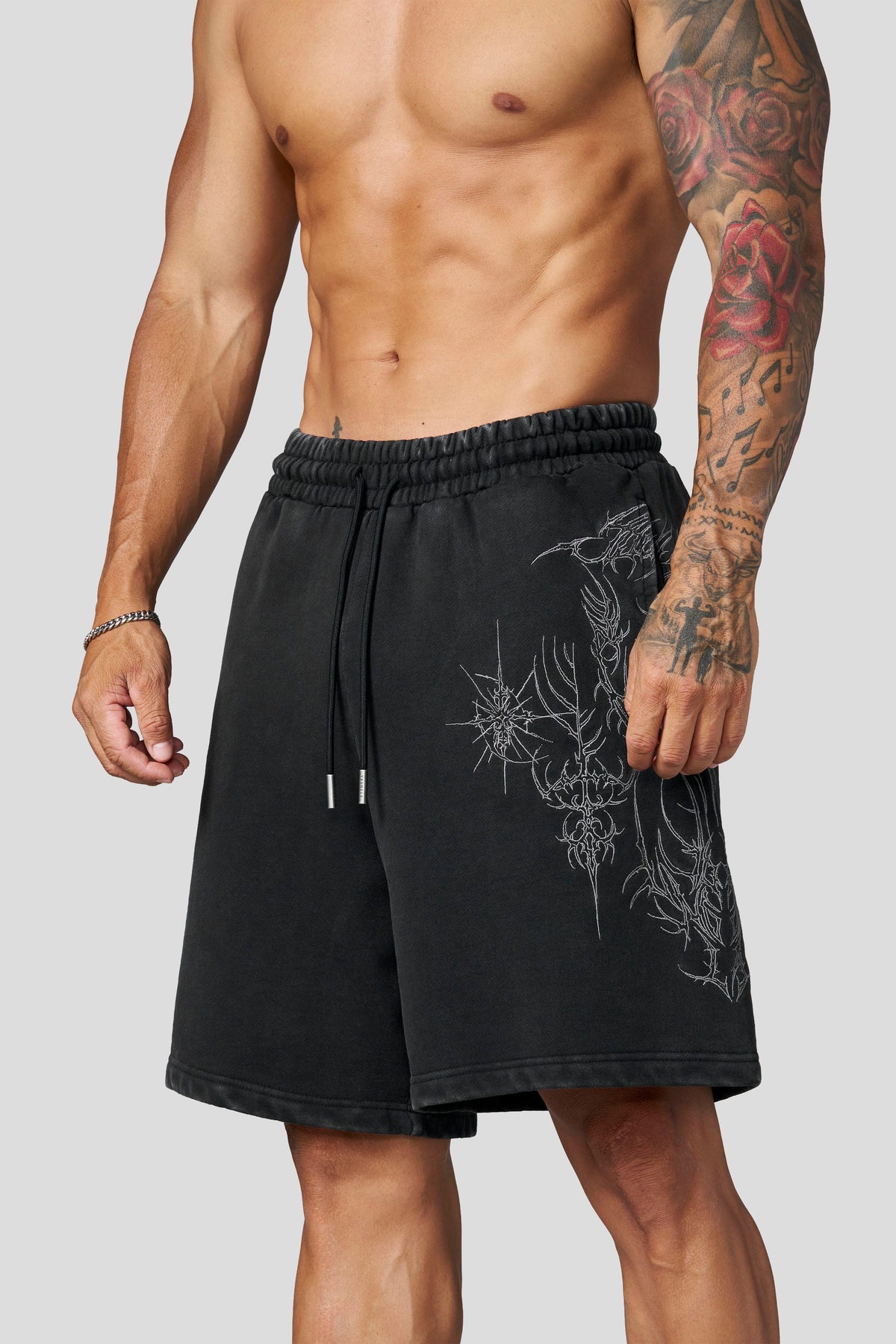1093 - Cyberpunk Fleece Shorts - Black Wash