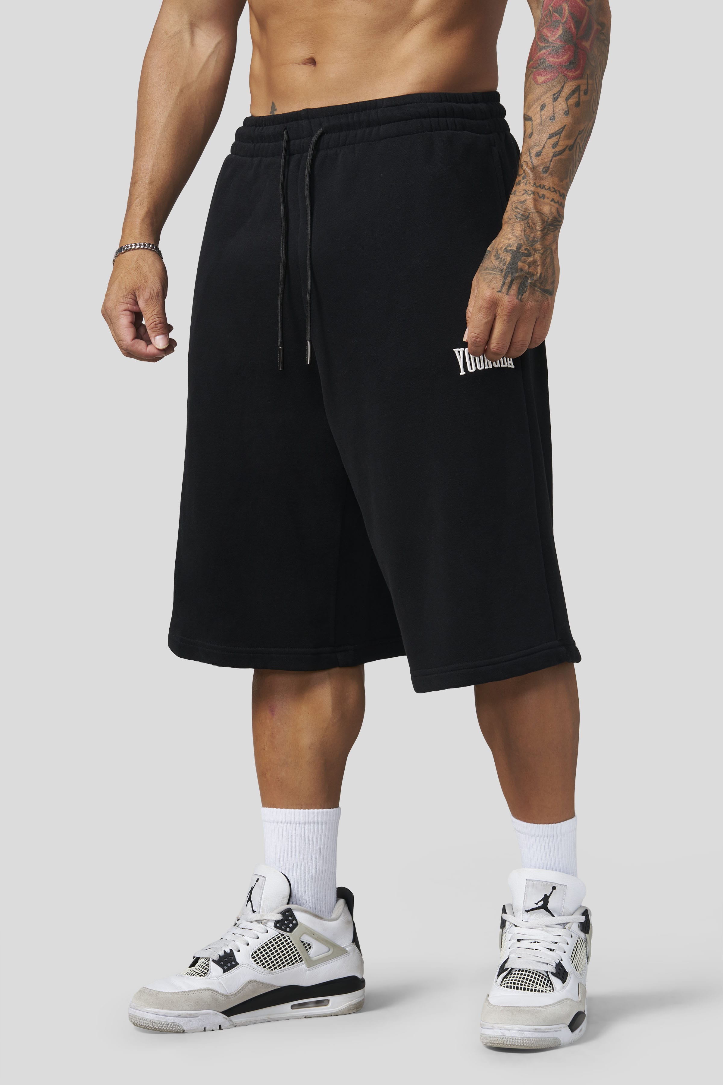 1107 - Extra Long Baggy Shorts - Black