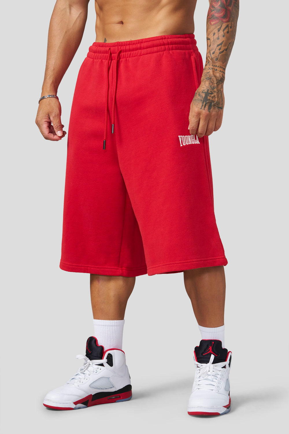 1107 - Extra Long Baggy Shorts - Red