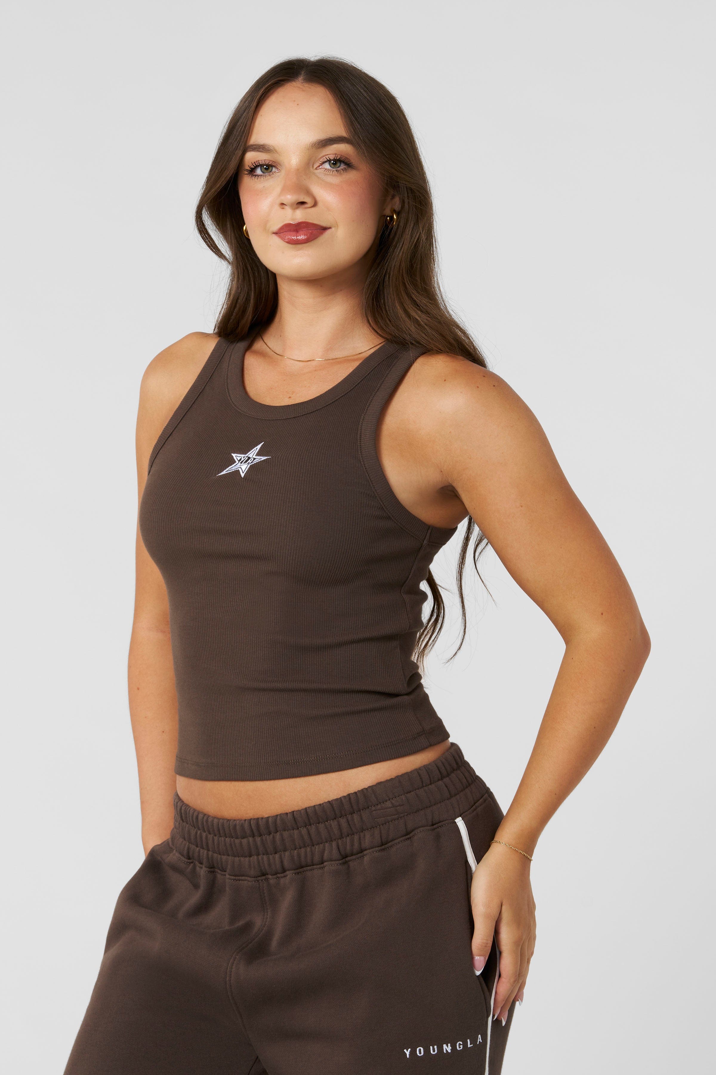 W485 - Streak Tank top - Brown