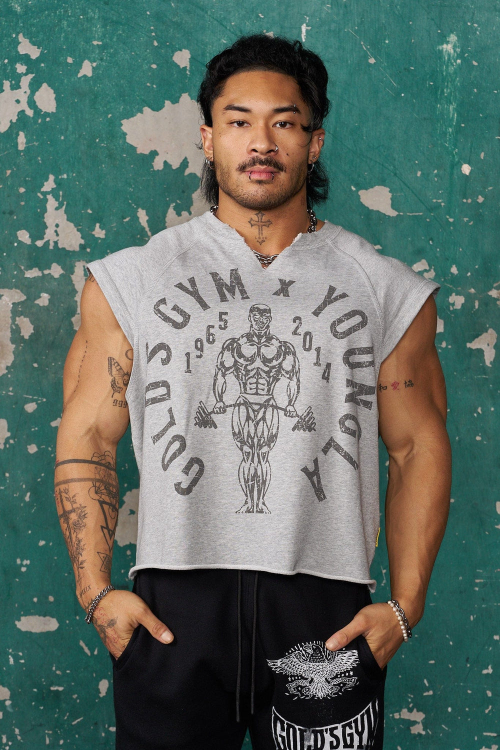 5069 - Golds Gym Vintage Cut Offs - Heather Grey