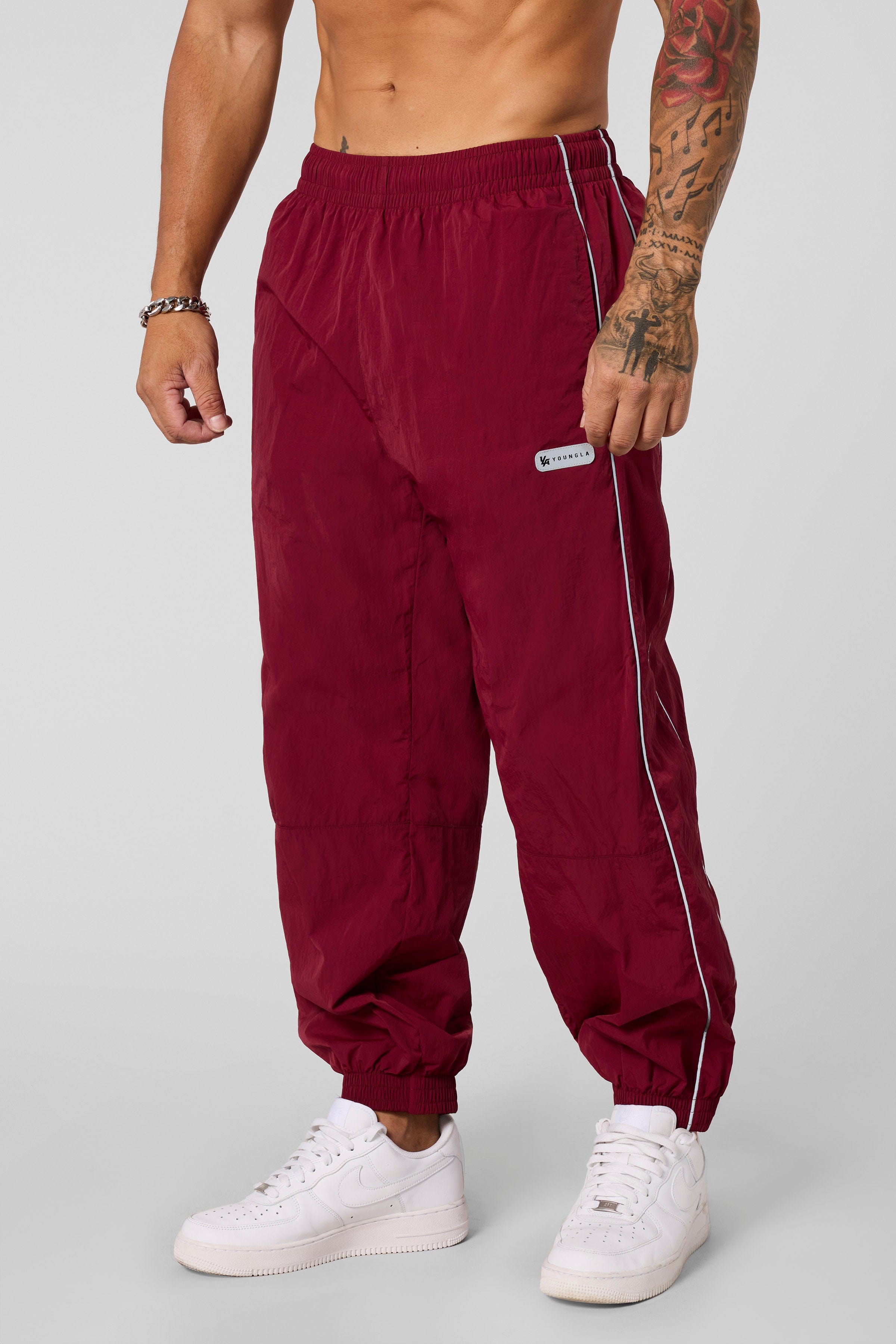 2091 - Retro Cuffed Joggers - Burgundy