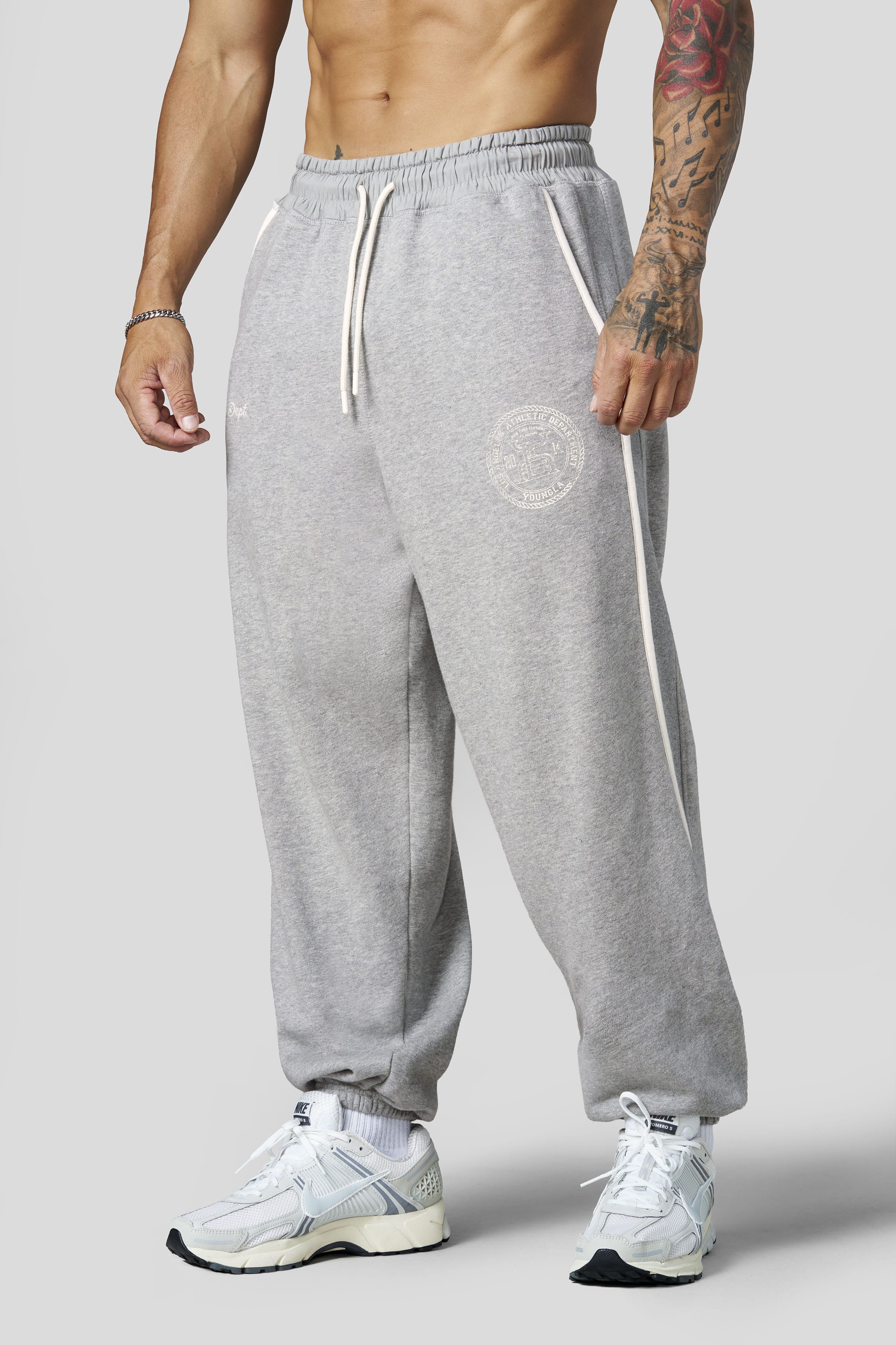 2176 - Golden Era Piping Joggers - Heather Grey