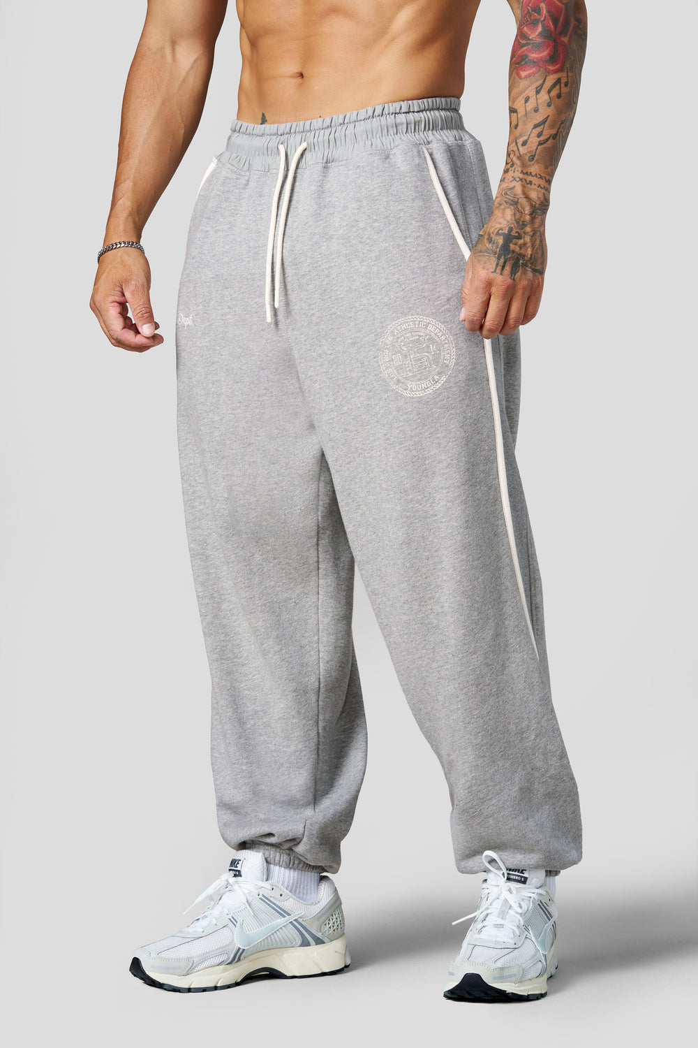 2176 - Golden Era Piping Joggers - Heather Grey