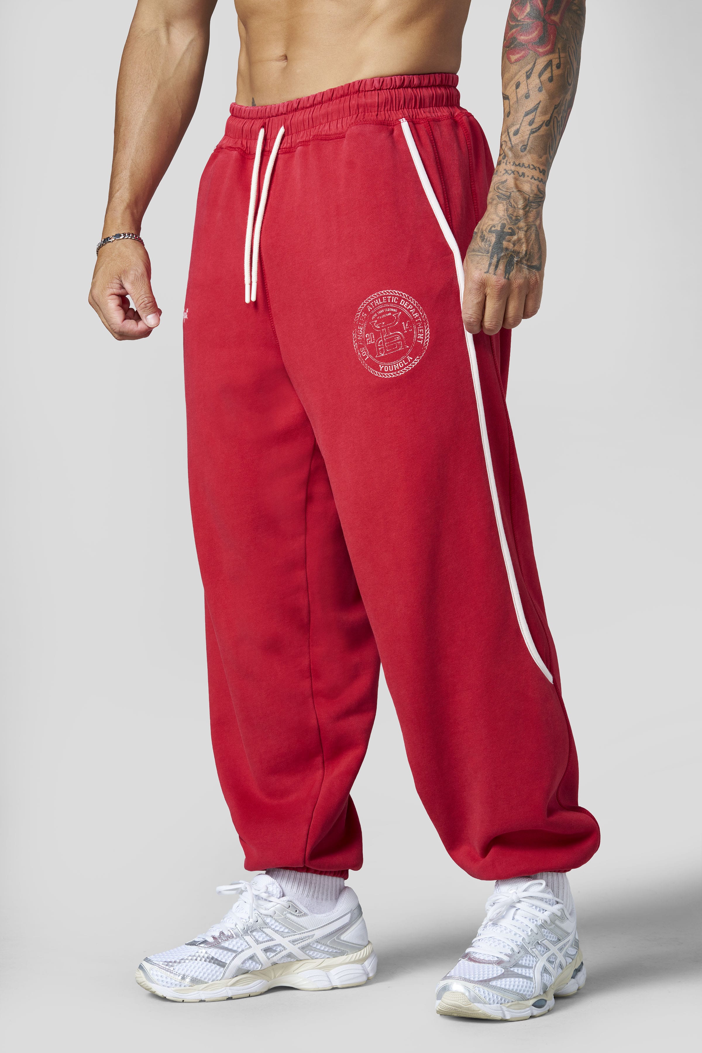 2176 - Golden Era Piping Joggers - Red Wash