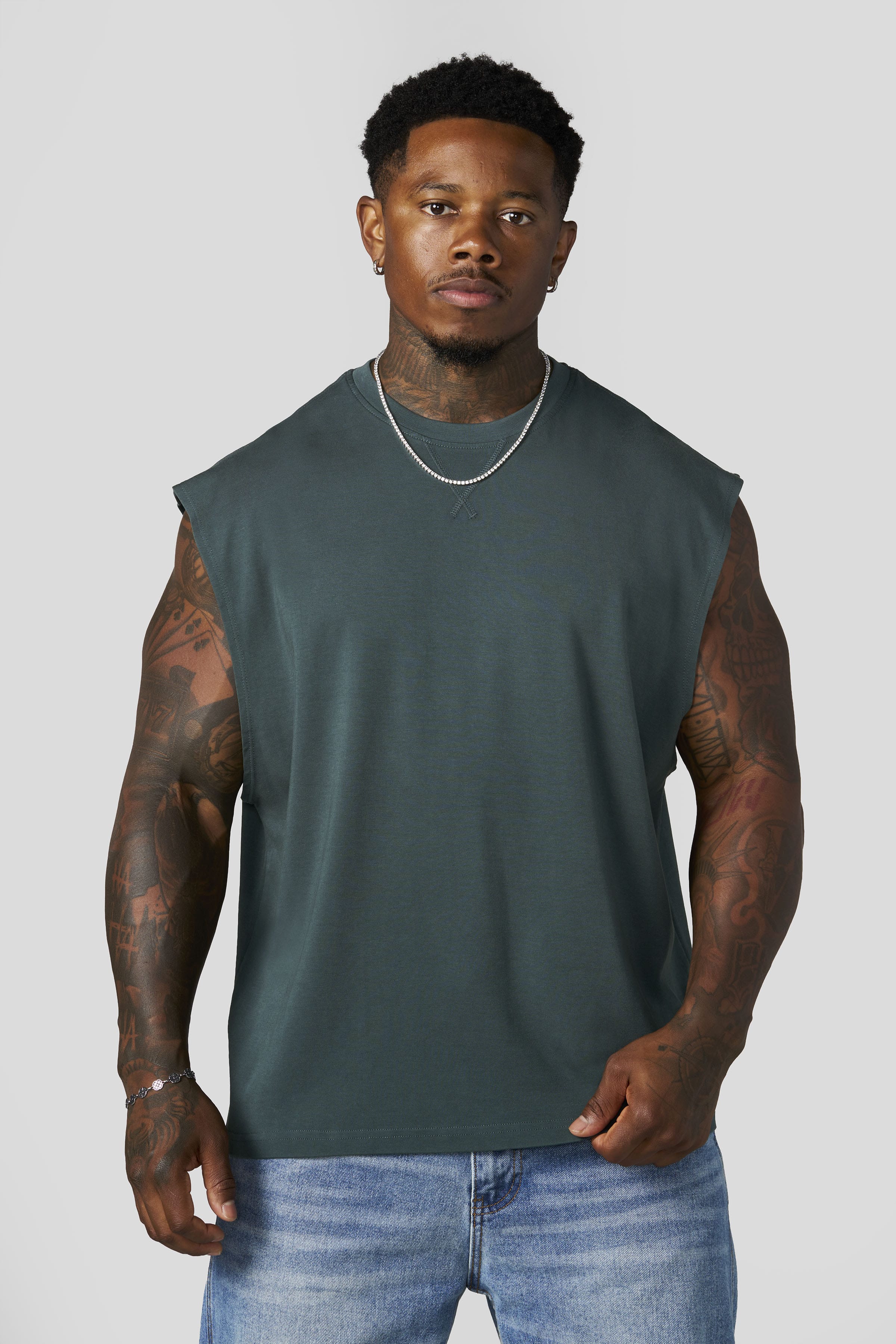 3019 - Elevated Cut-Offs - Dark Green