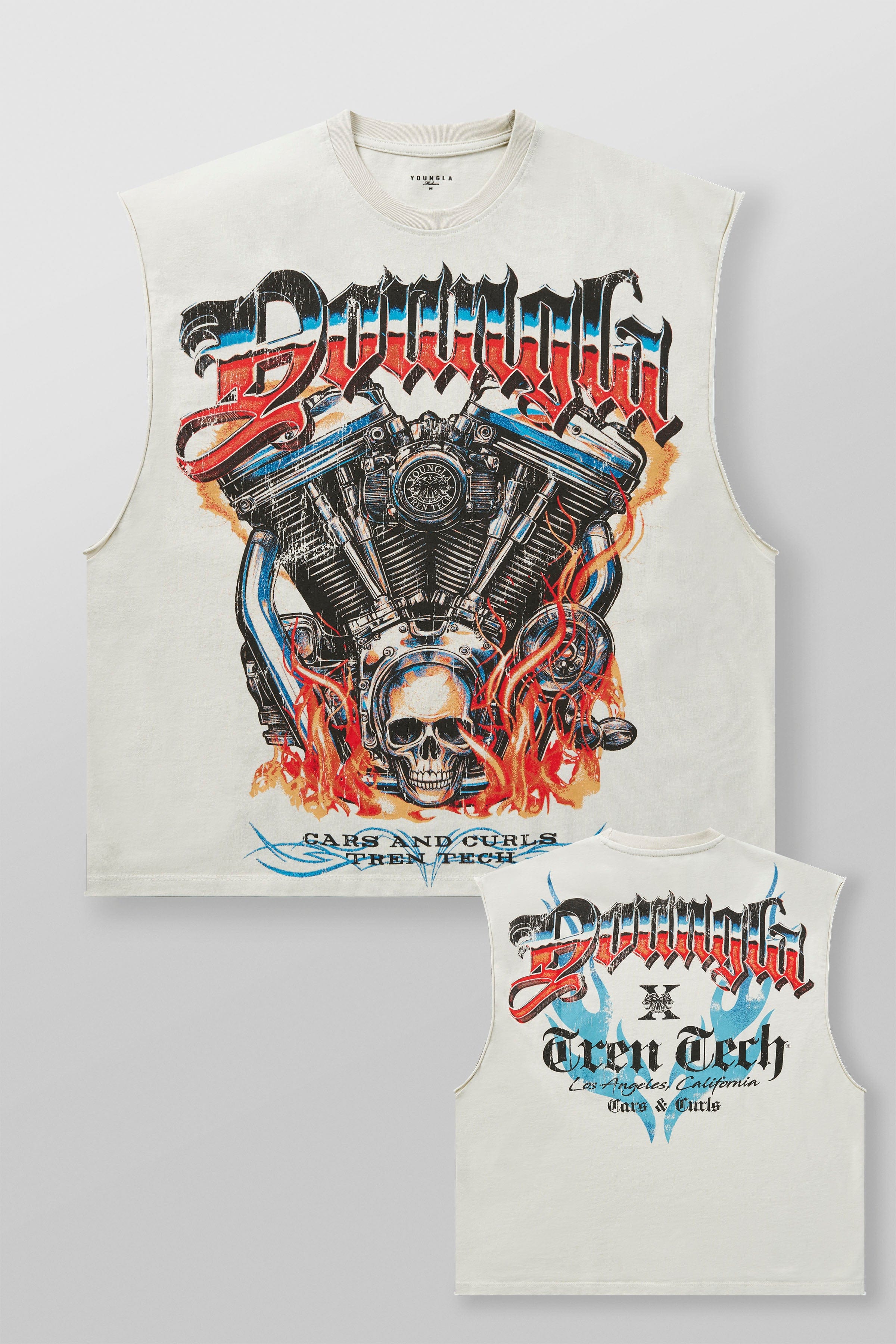 3032 - Cars & Curls - Cut-Offs - Hell Ride Off-White