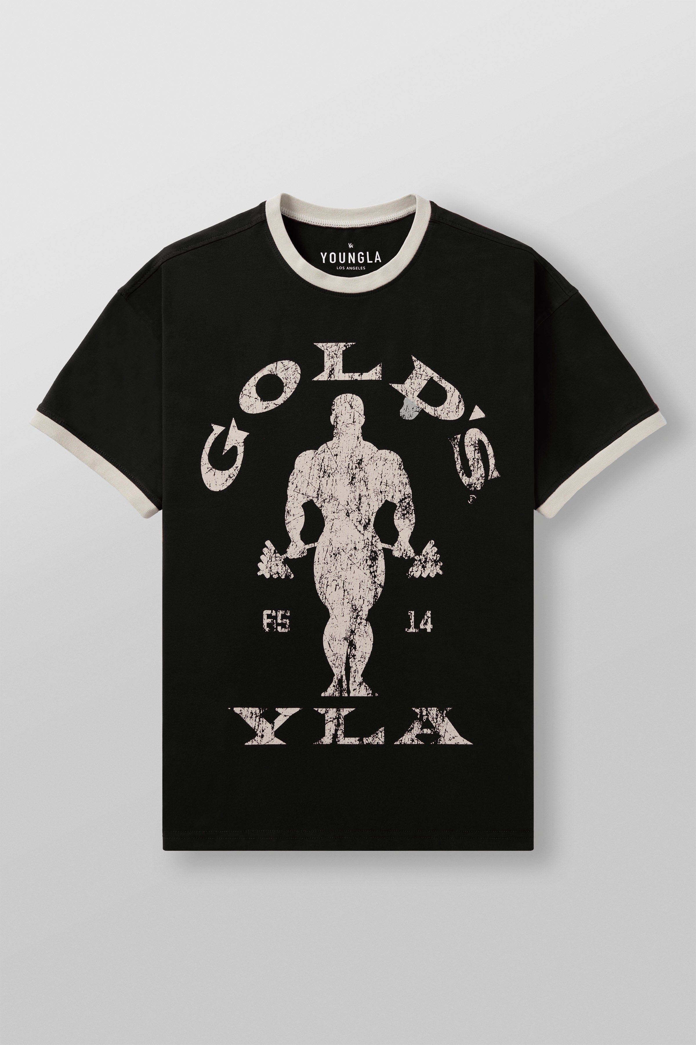 4009 - Golds Gym Ringer Tees - Black