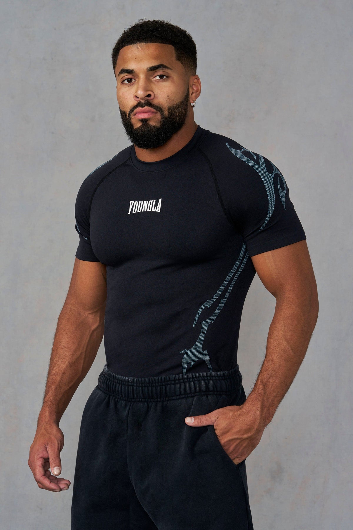4067 - Gothic Compression Tees - Black/Blue