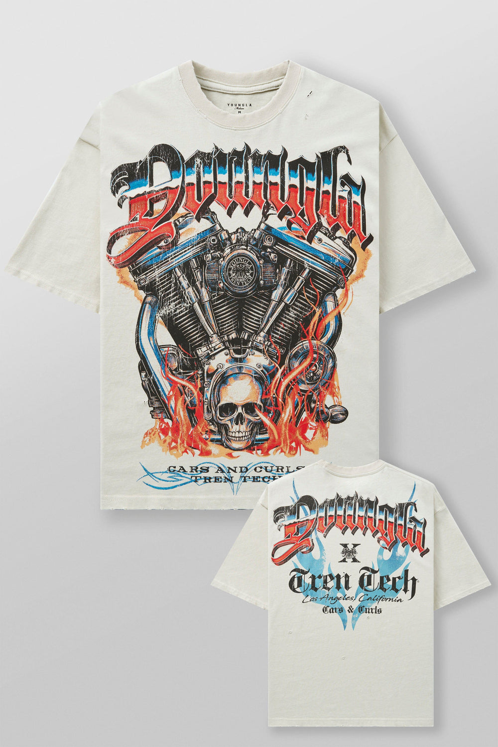 4103 - Cars & Curls - Tees - Hell Ride Off-White