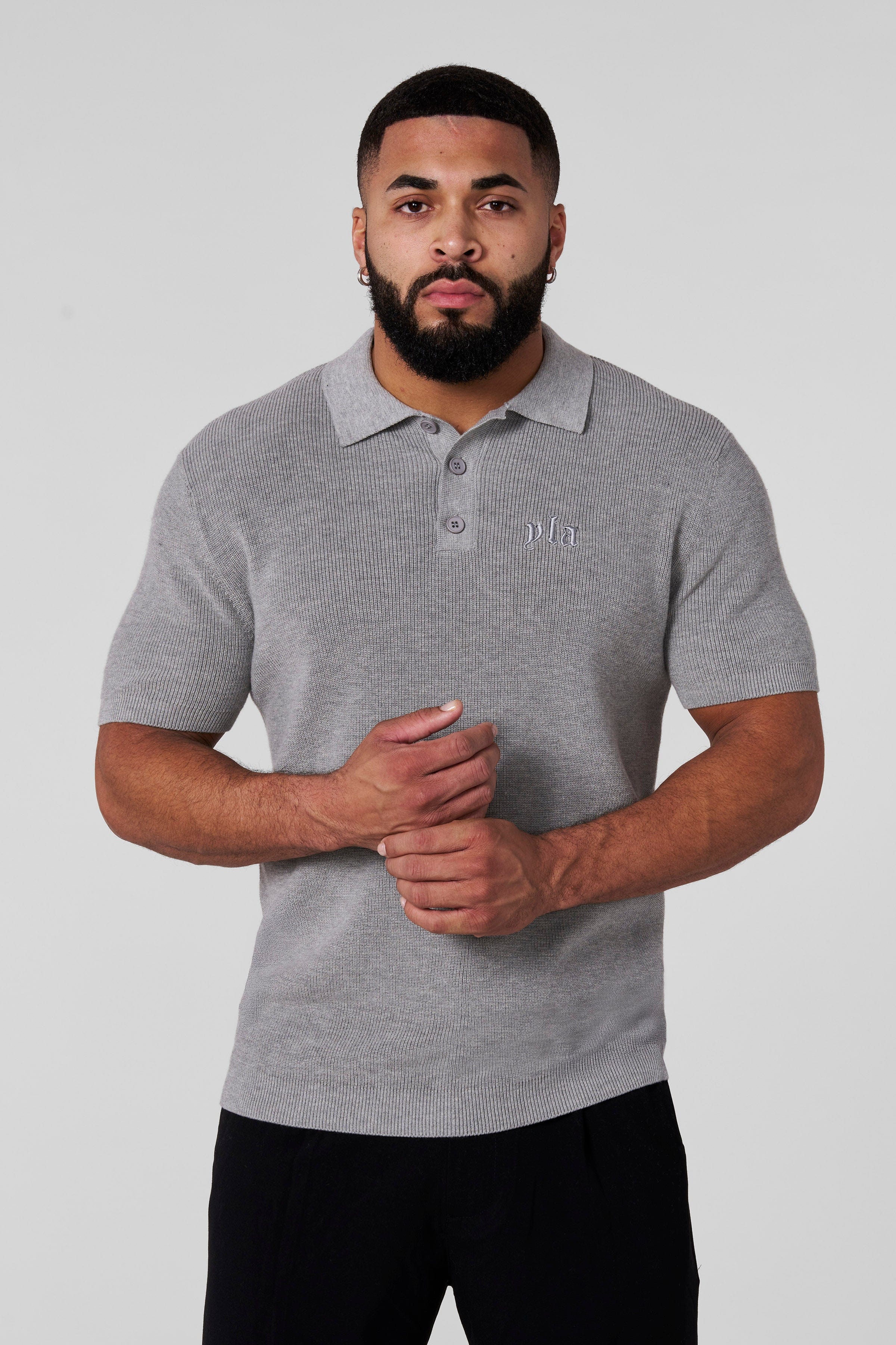 4136 - Knitted Dressy Polos - Heather Grey