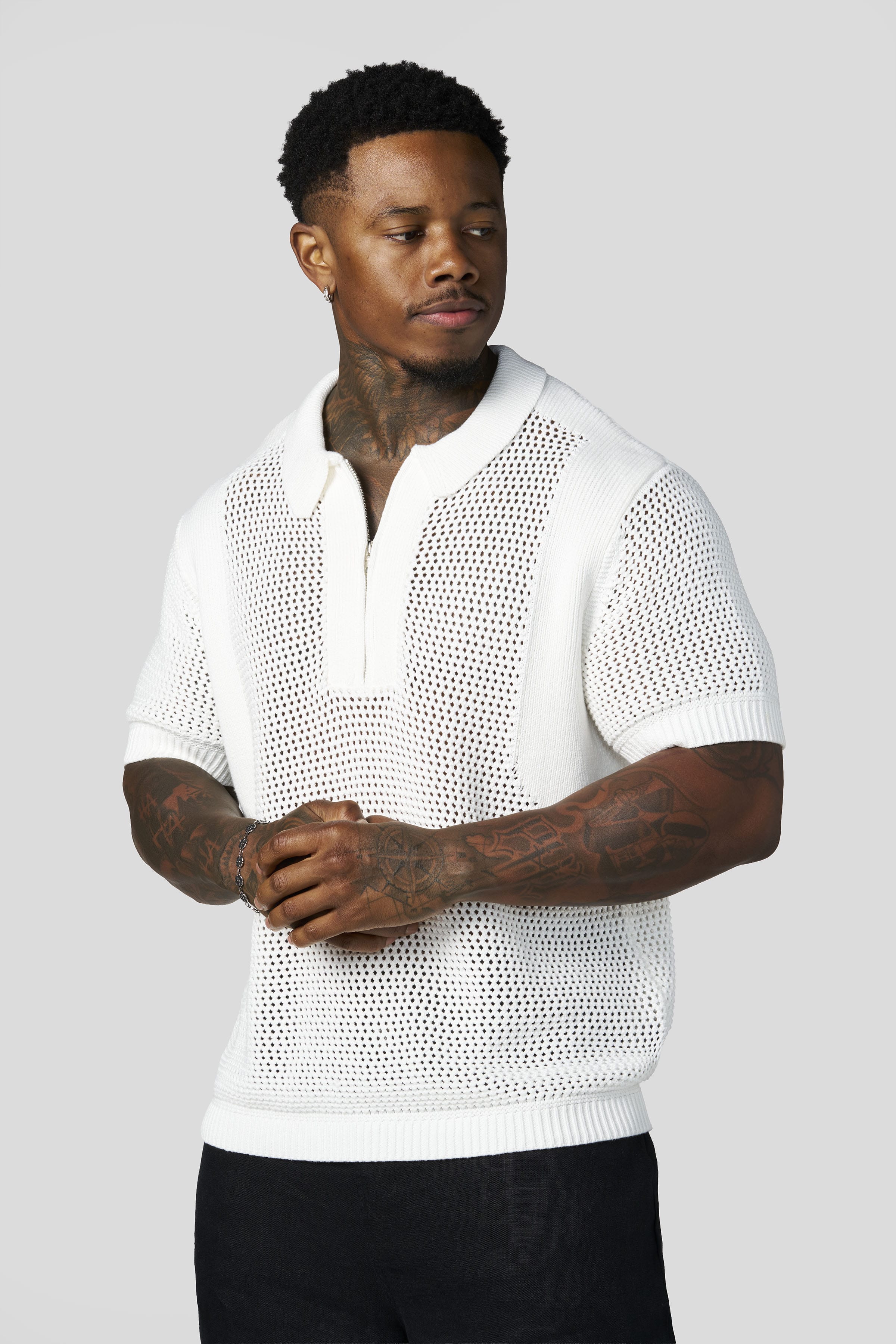 4308 - Upscale Crochet Polos - White