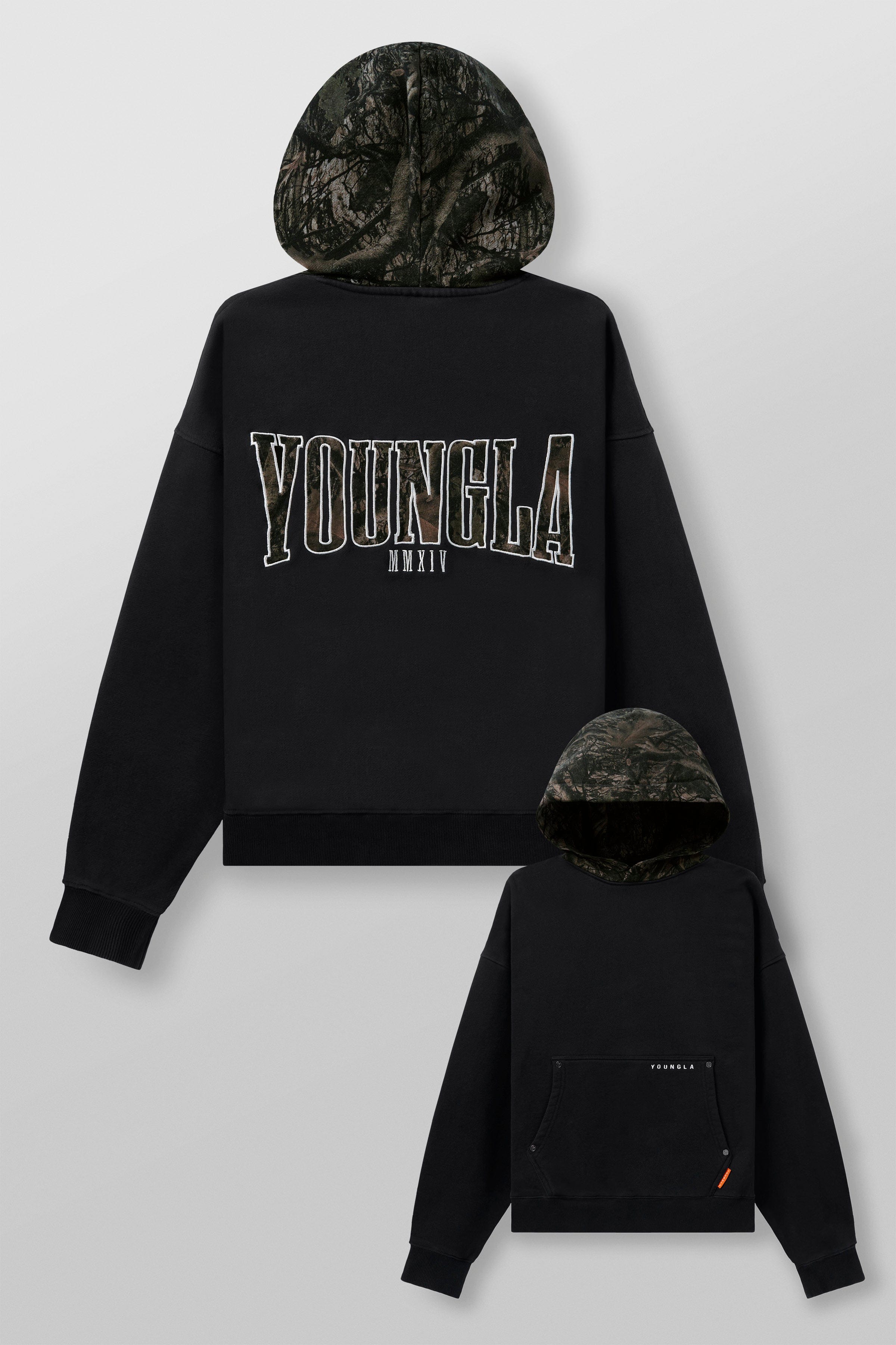 5098 - Tree Camo Hoodies - Black Wash