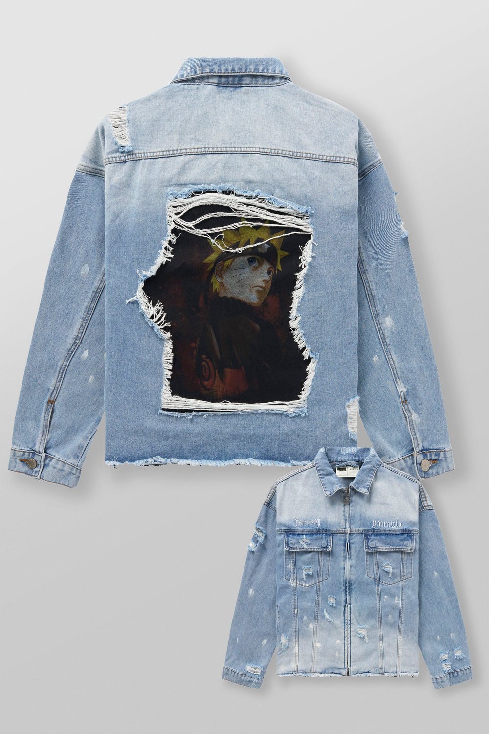 5133 - Naruto Distressed Denim Jackets - Jinchuriki