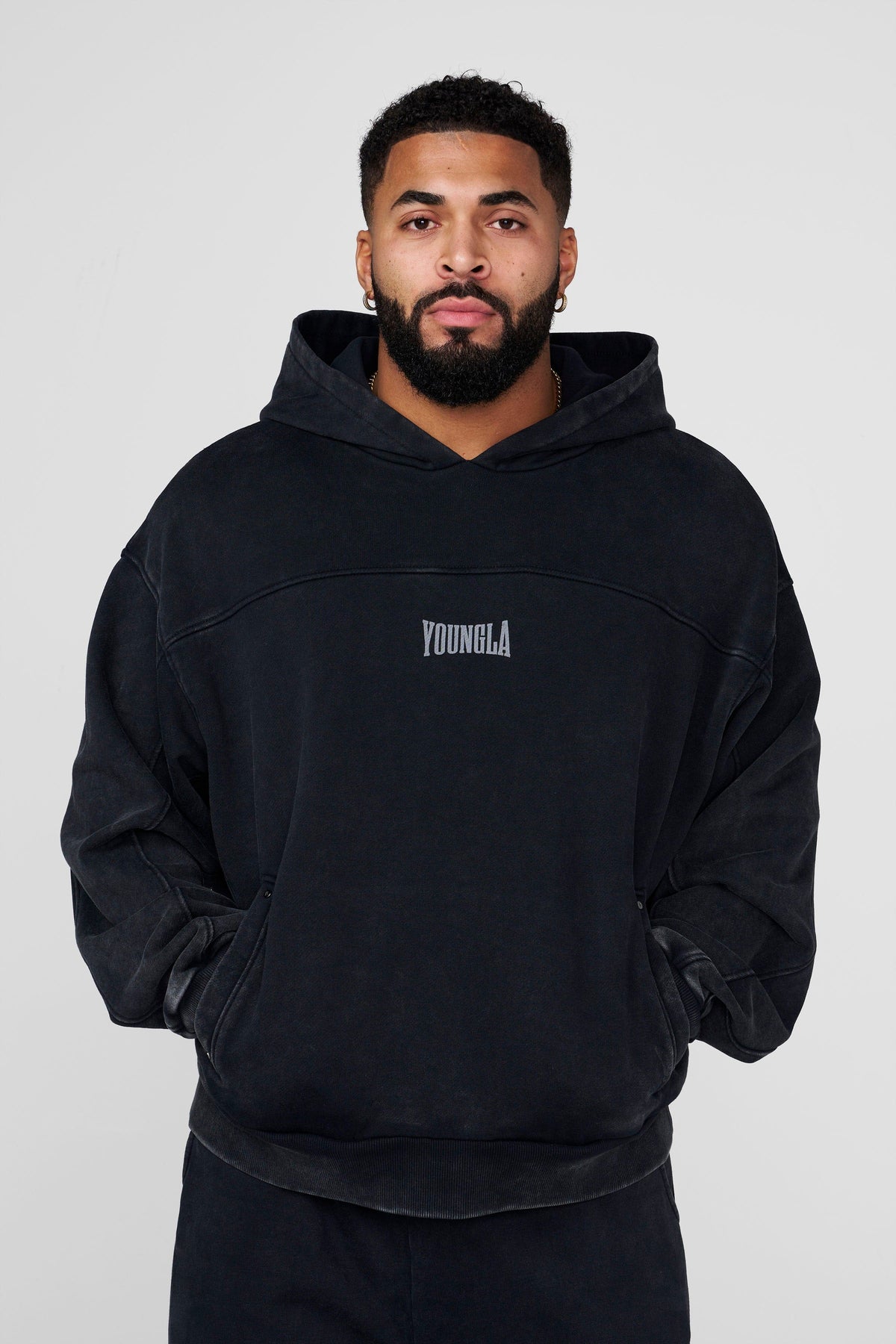 5208 - Crossline Hoodies - Black Wash