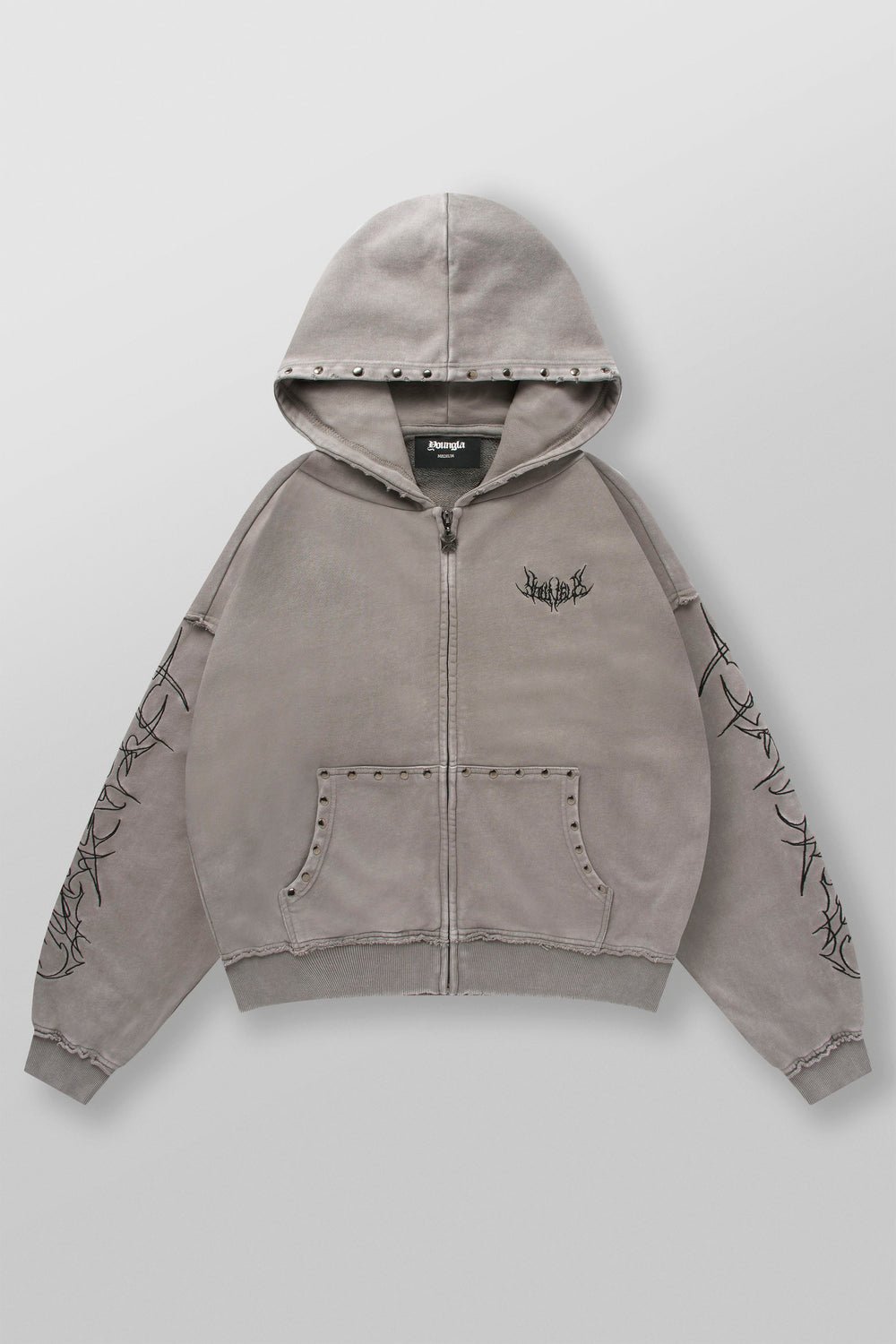 5232 - Tribal Stud Zip-Ups - Light Grey
