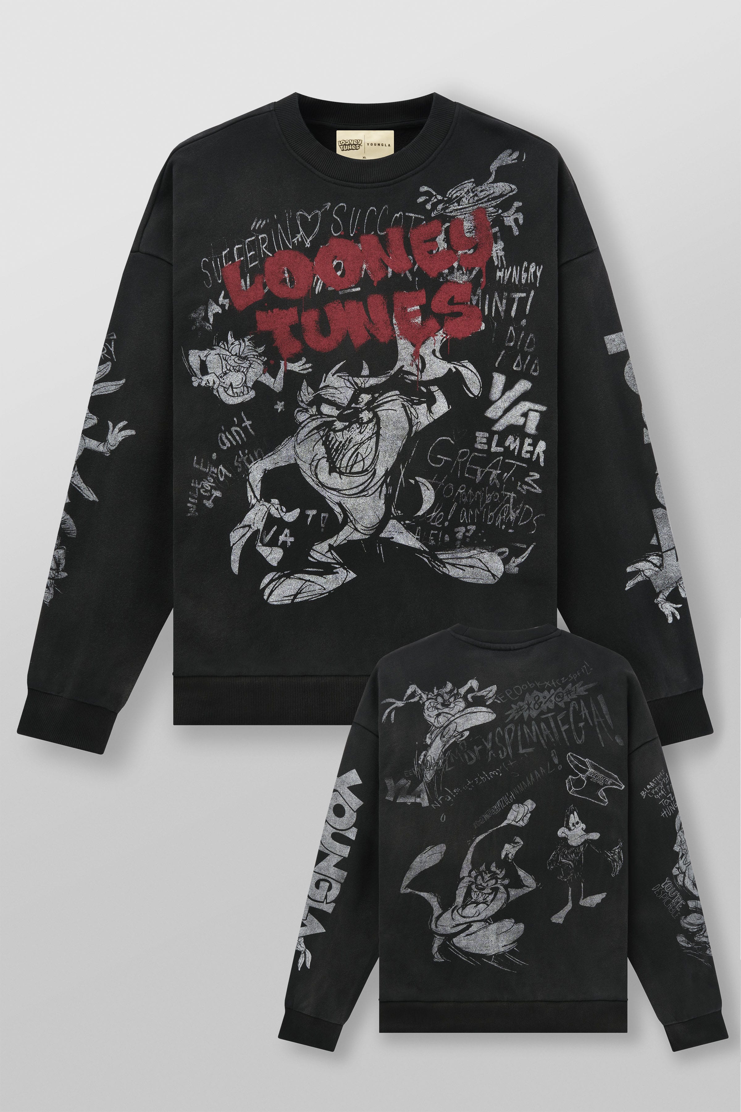 5256 - Looney Tunes Graffiti Crewnecks - Black Sketch