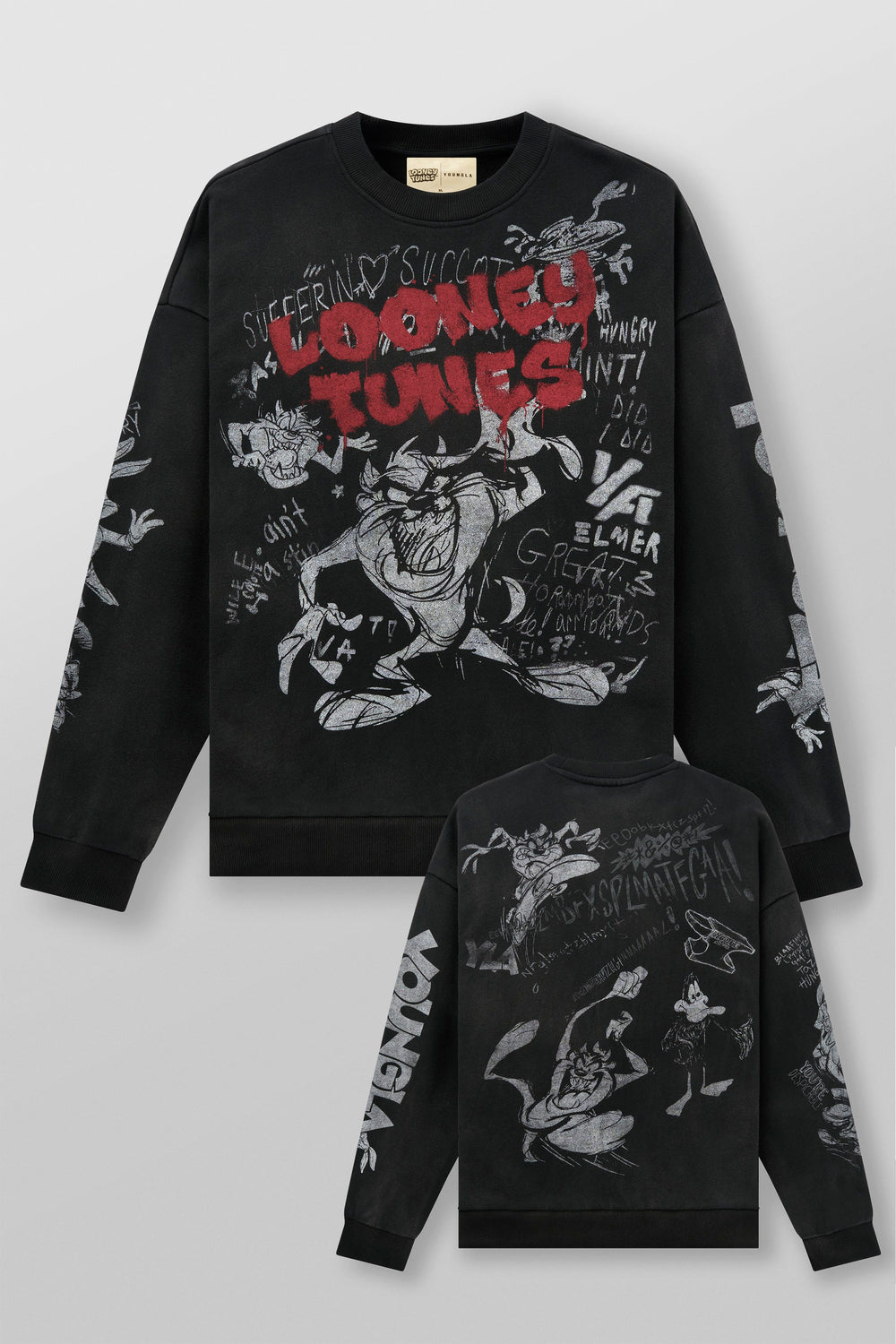 5256 - Looney Tunes Graffiti Crewnecks - Black Sketch