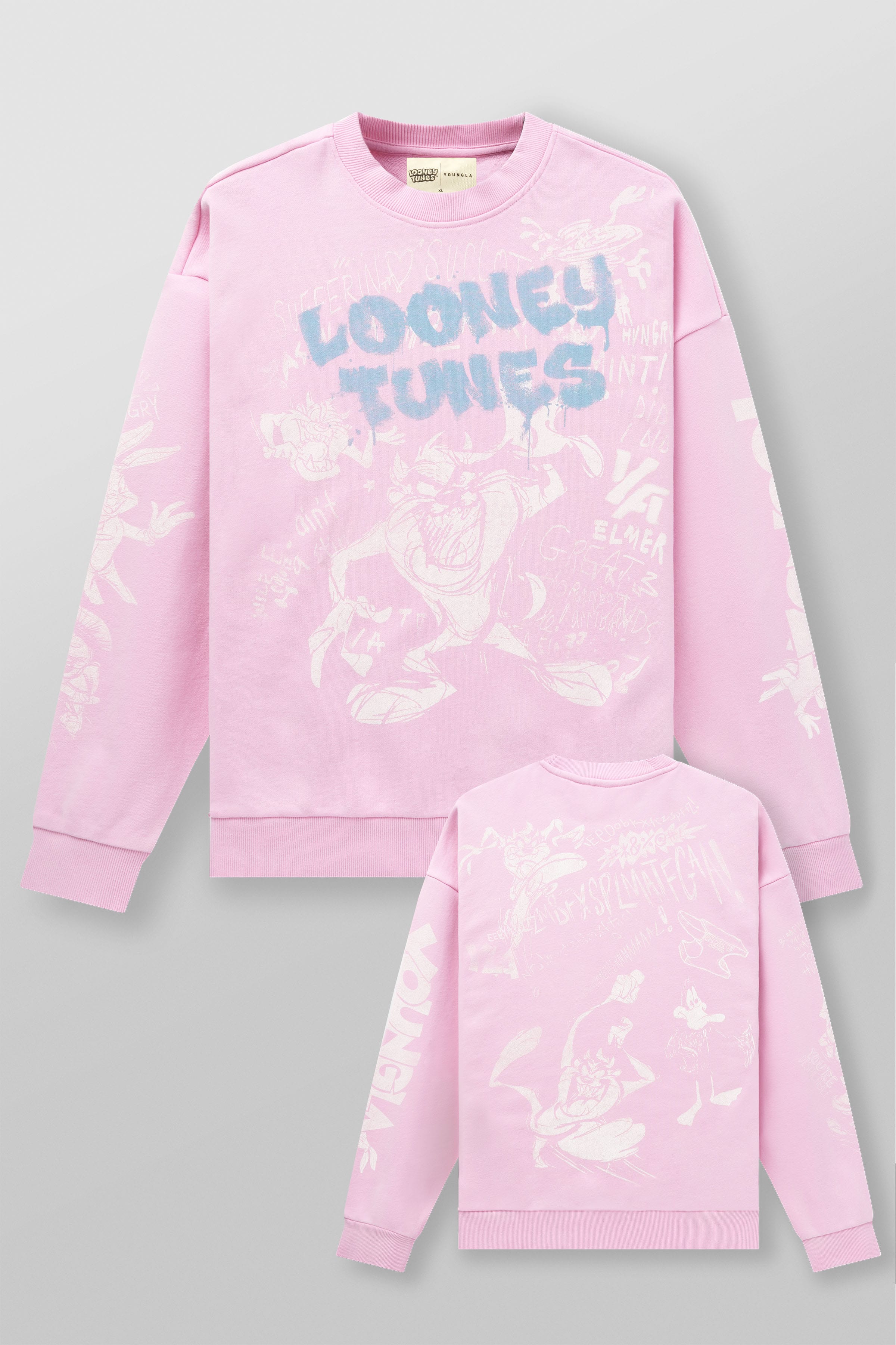 5256 - Looney Tunes Graffiti Crewnecks - Pink Sketch