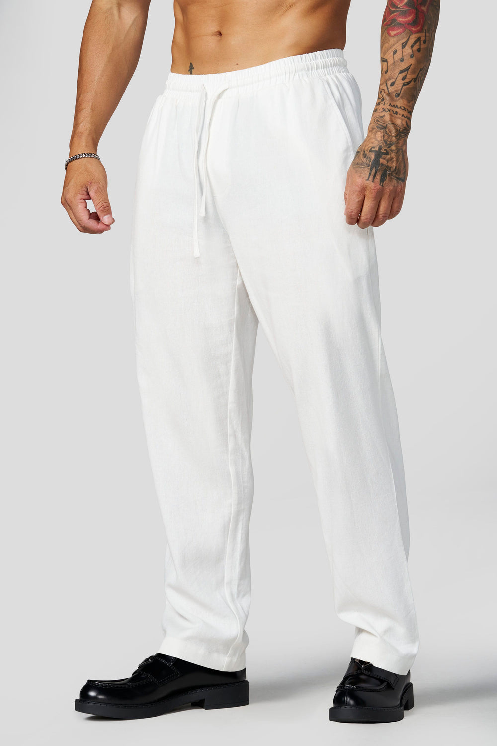 6027 - Beach Club Linen Pants - White