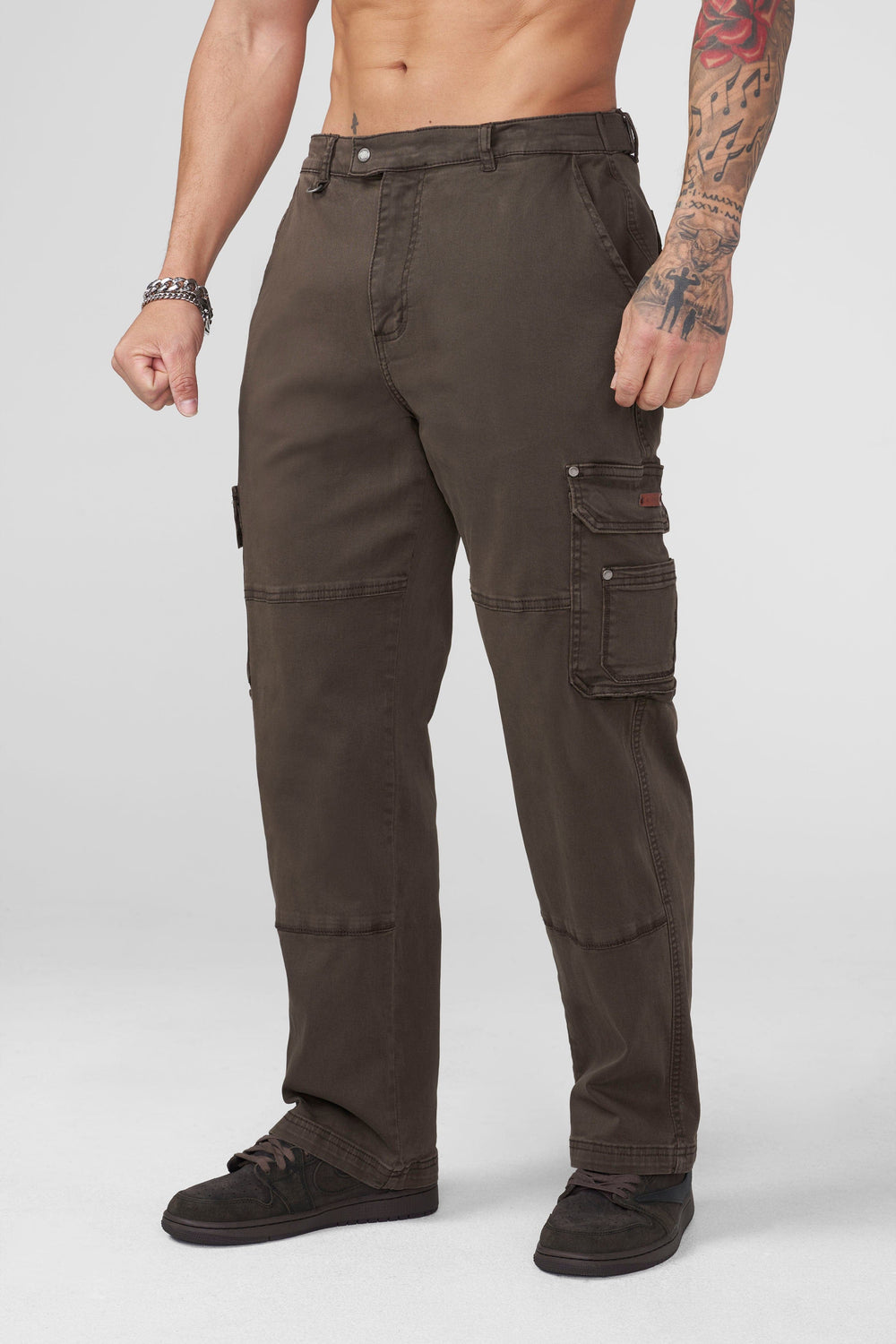 6032 - Old Money Twill Cargo Pants - Brown