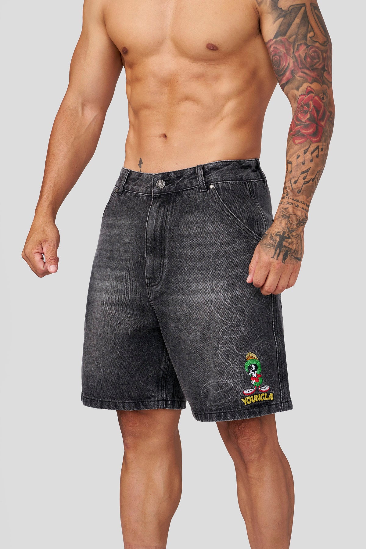 6079 - Looney Tunes Jorts - Black Wash