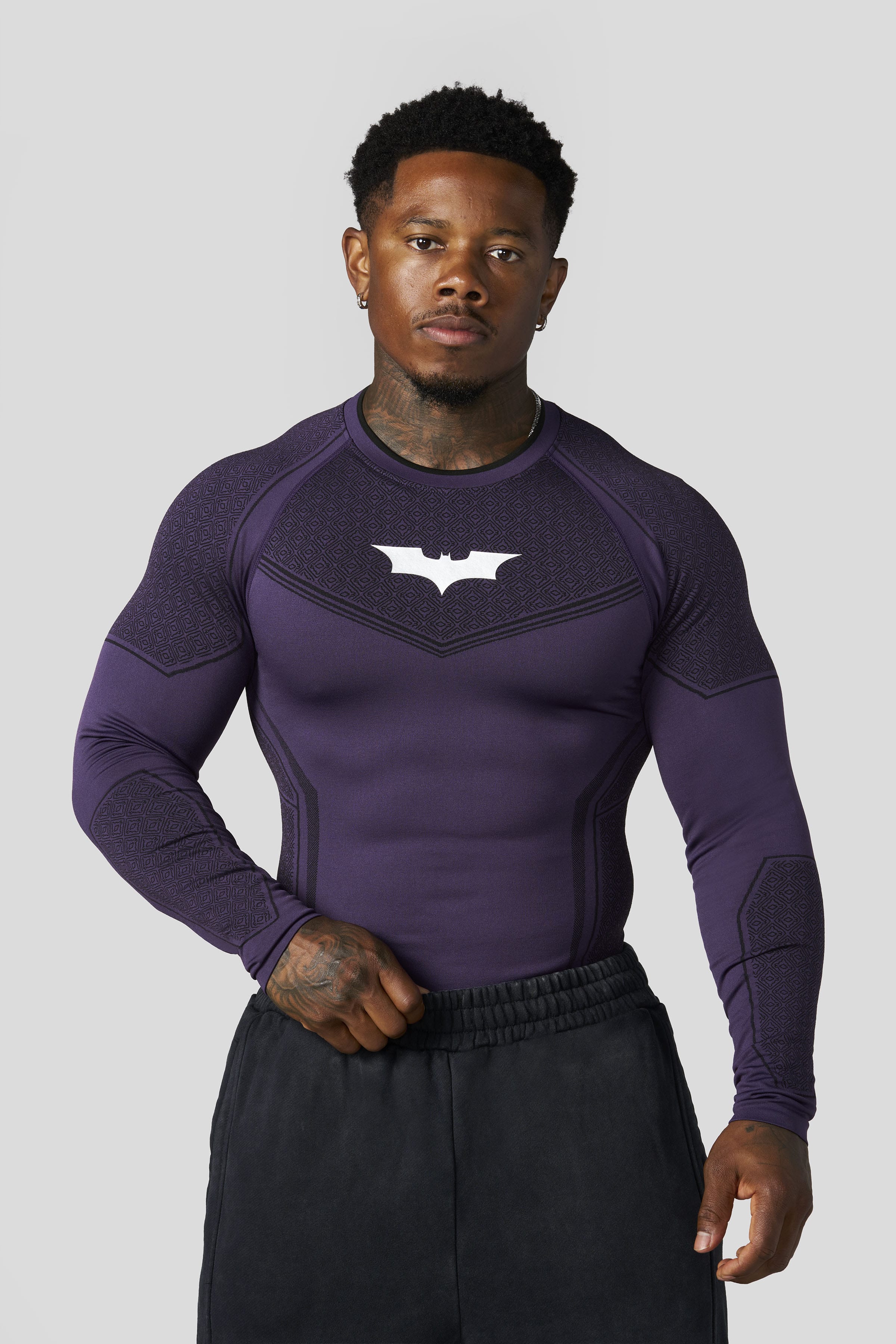 8004 - Batman Compression Longsleeves - Purple Limited Edition - APP ONLY - Purple