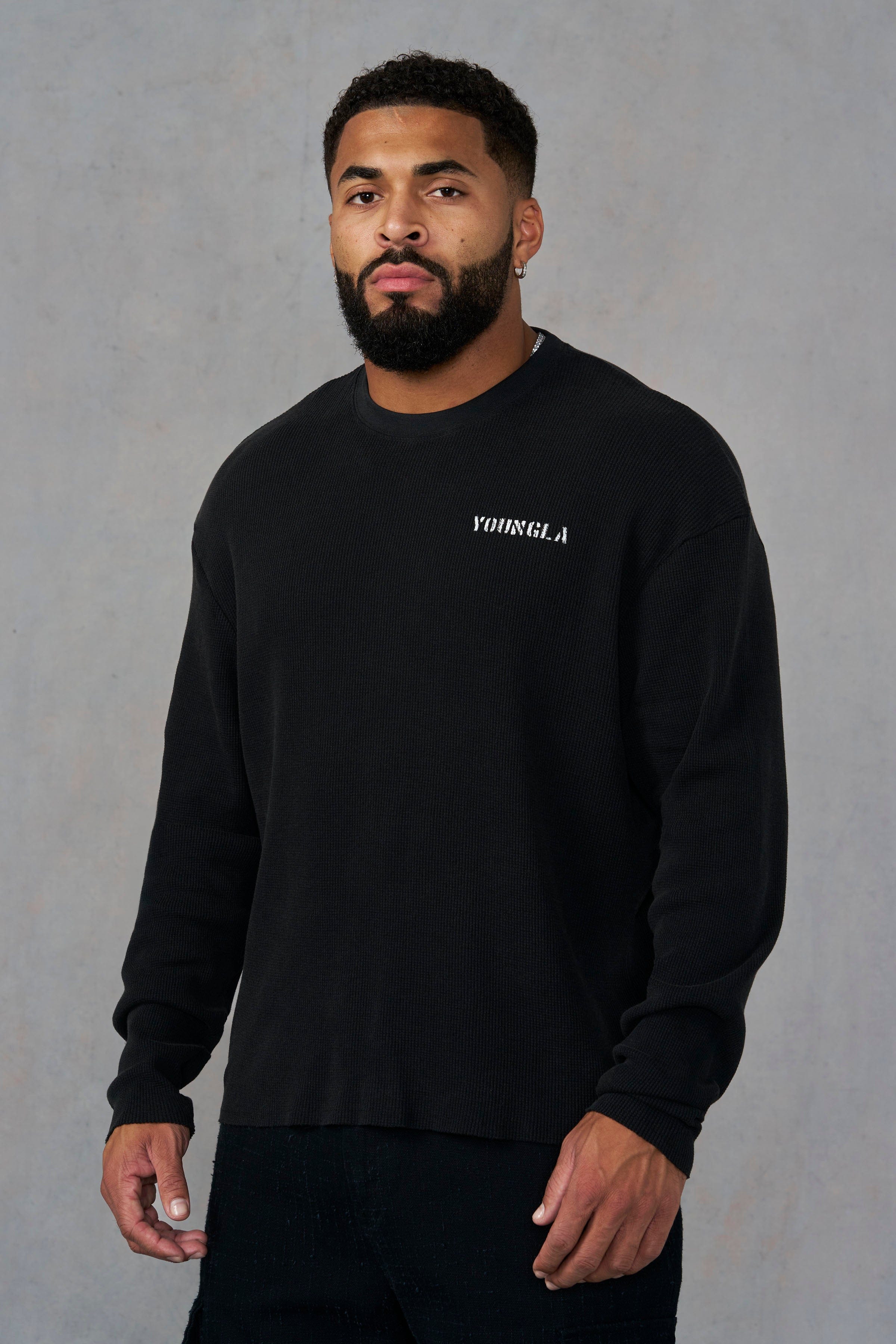 8057 - Classic Cropped Thermals - Black