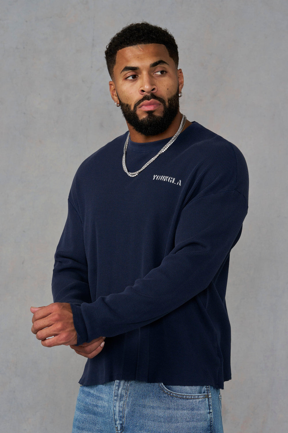 8057 - Classic Cropped Thermals - Navy