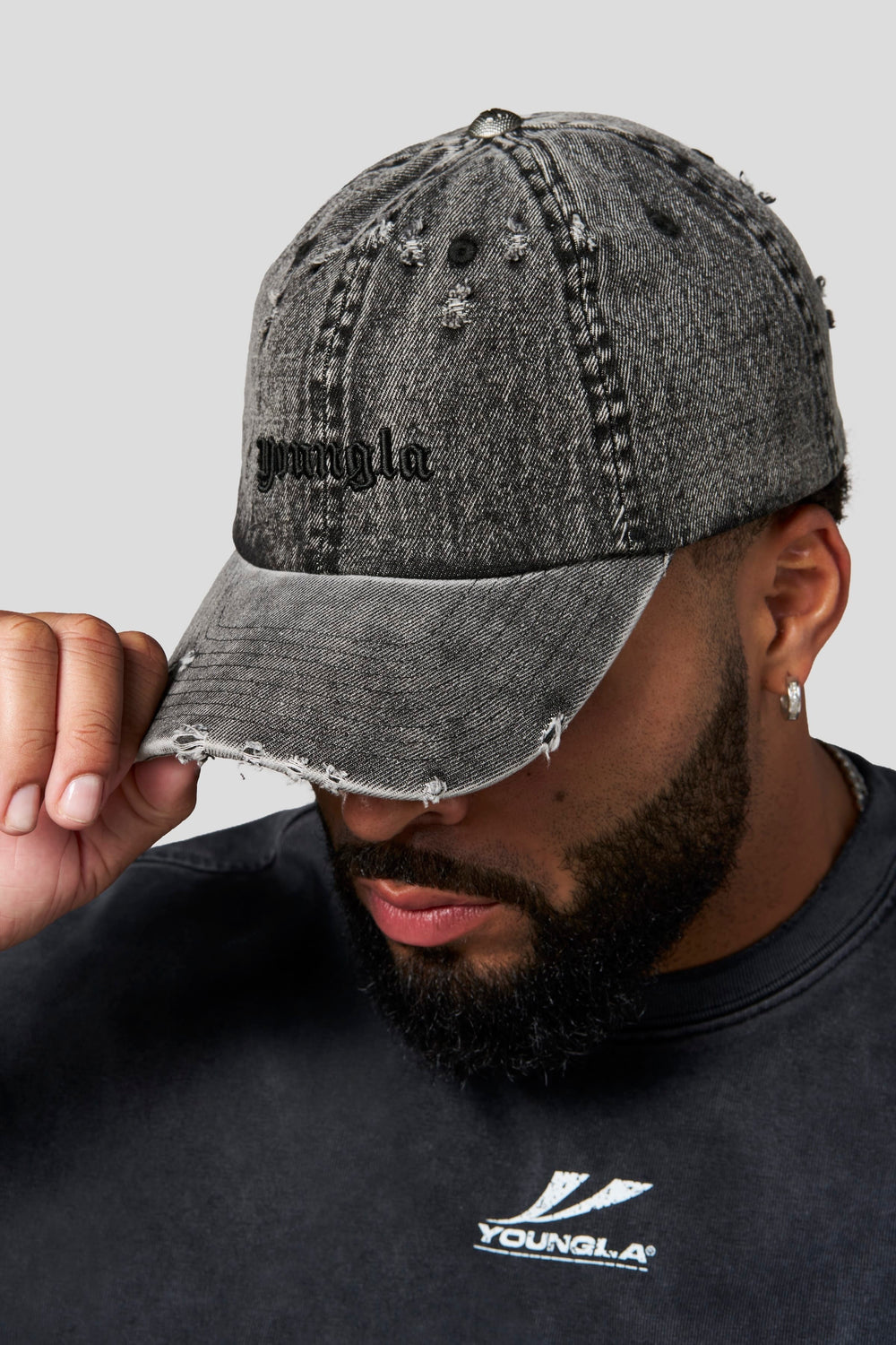 9066 - Distressed Denim Hats - Black Acid Wash