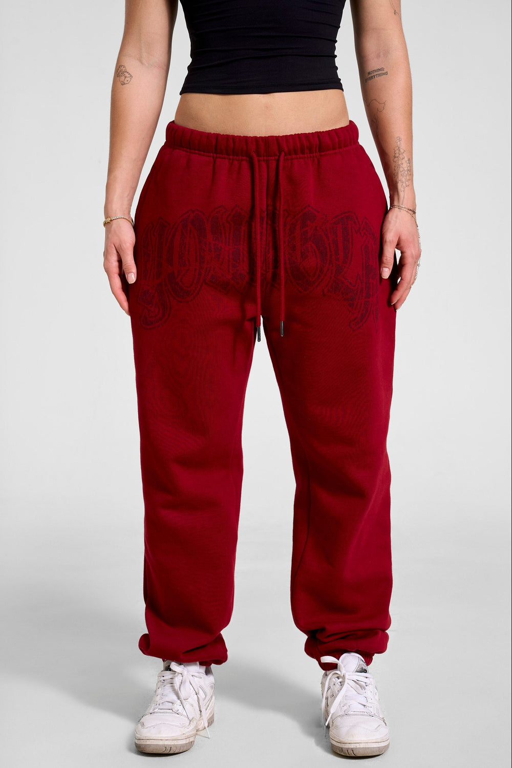 W257 My eyes are up here Jogger - Red
