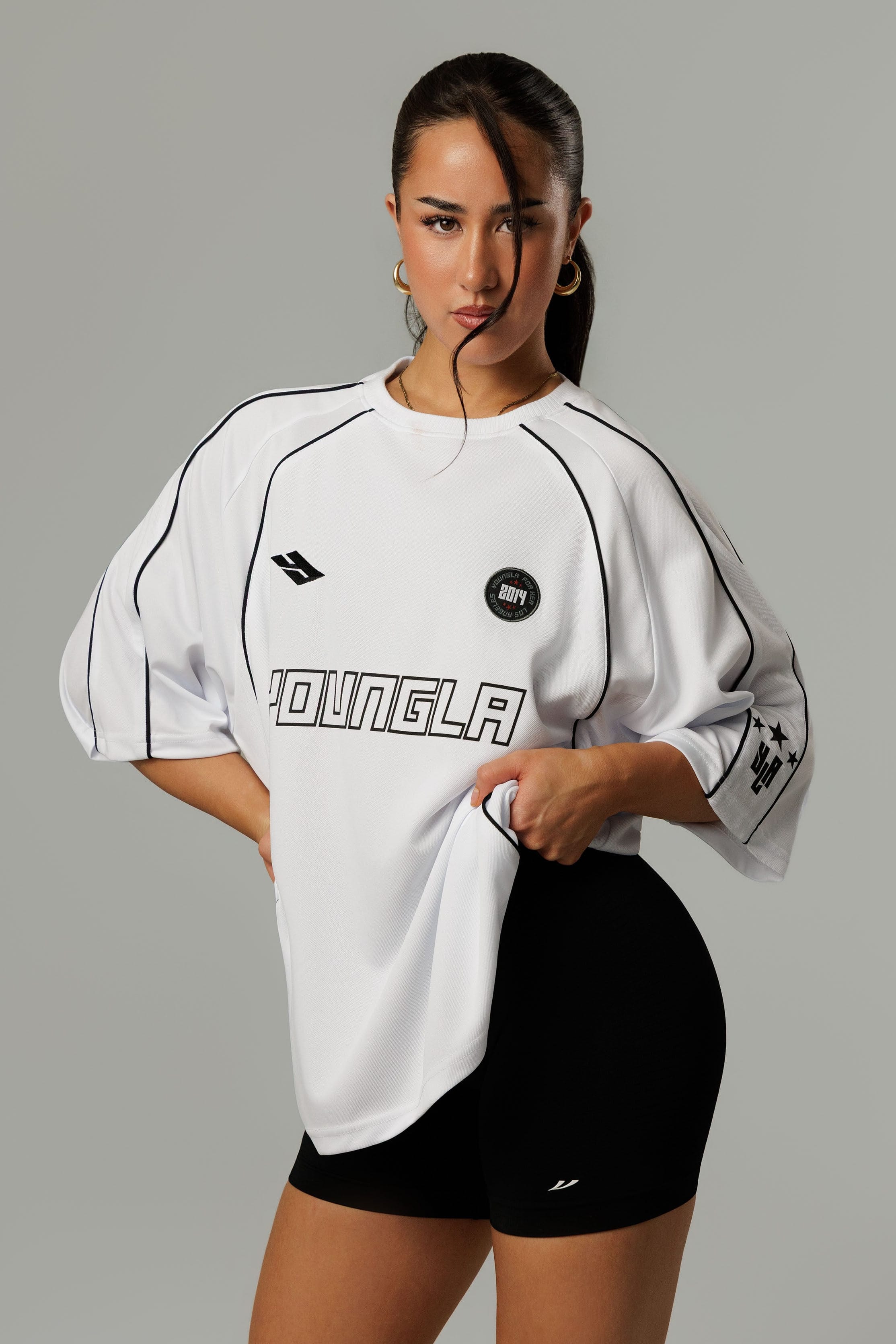 W4329 Oversized Soccer Jersey - White